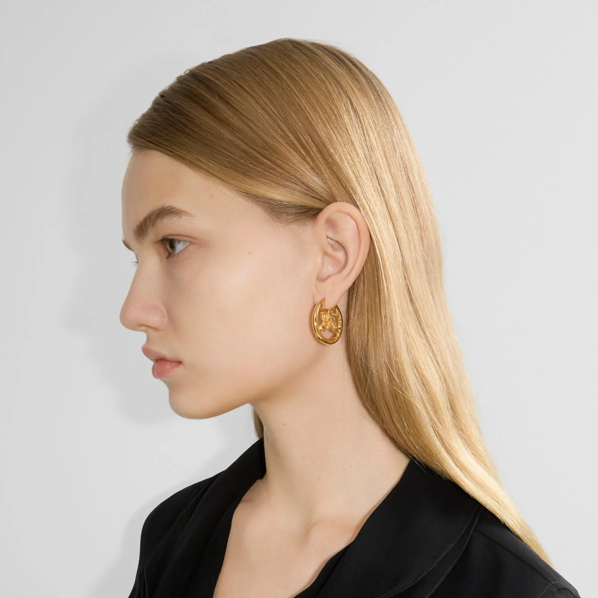 Sale Burberry EKD Hoop Earrings Gold