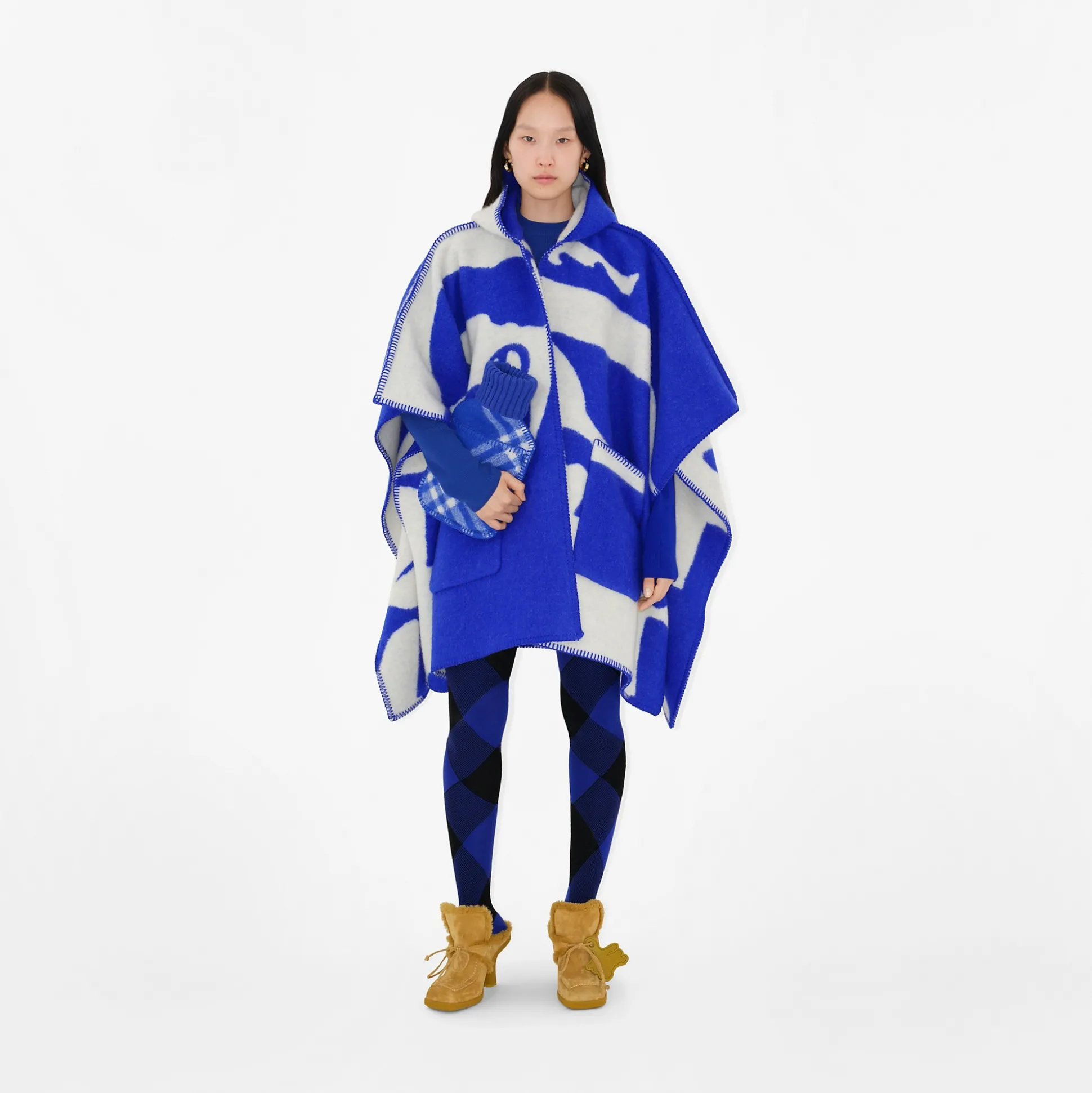 Store Burberry EKD Wool Blanket Cape Knight