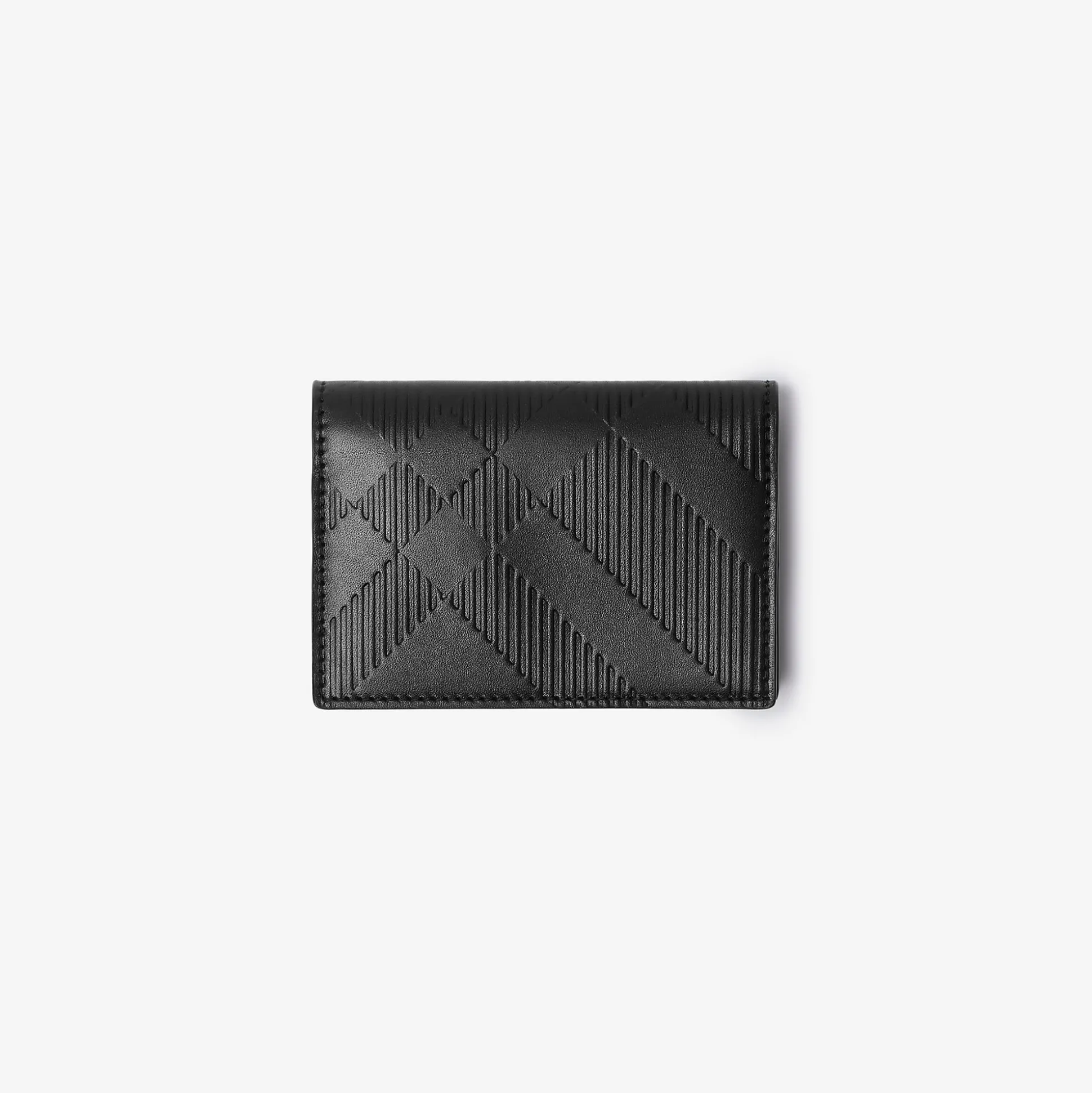 Outlet Burberry Embossed Check Bifold Card Case Black