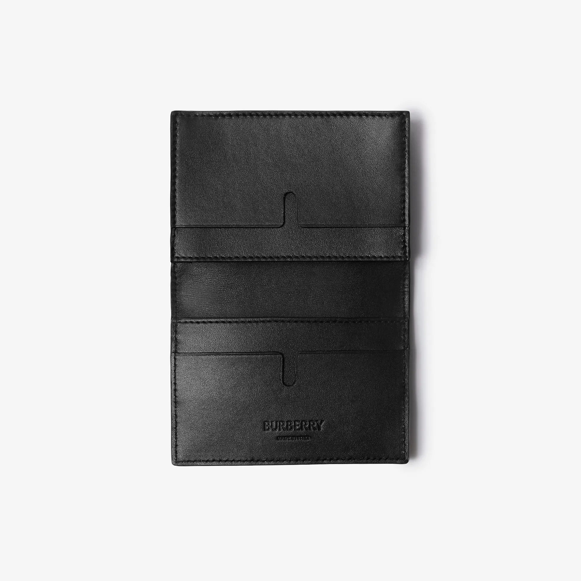 Outlet Burberry Embossed Check Bifold Card Case Black