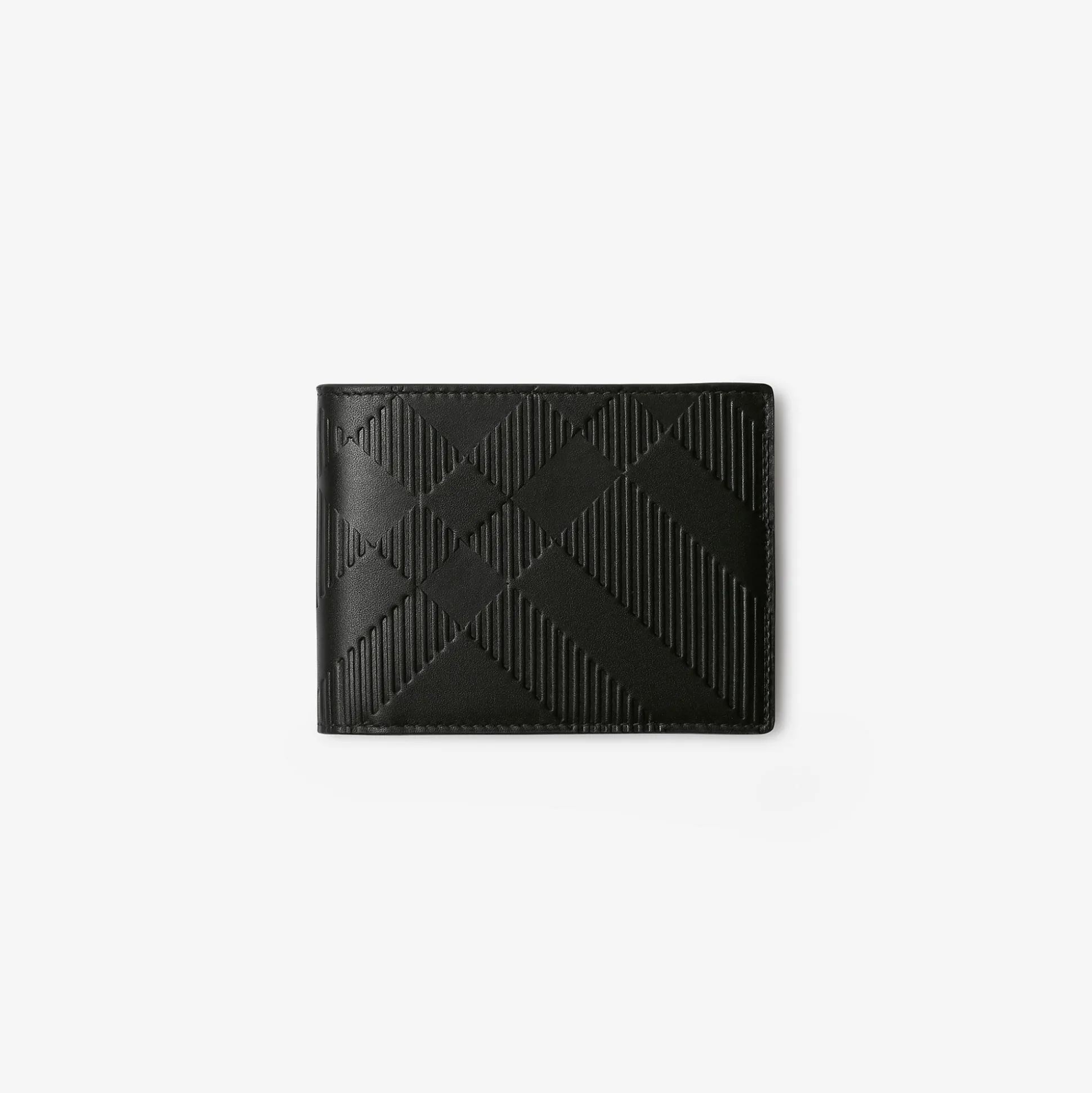 Outlet Burberry Embossed Check Slim Bifold Wallet Black