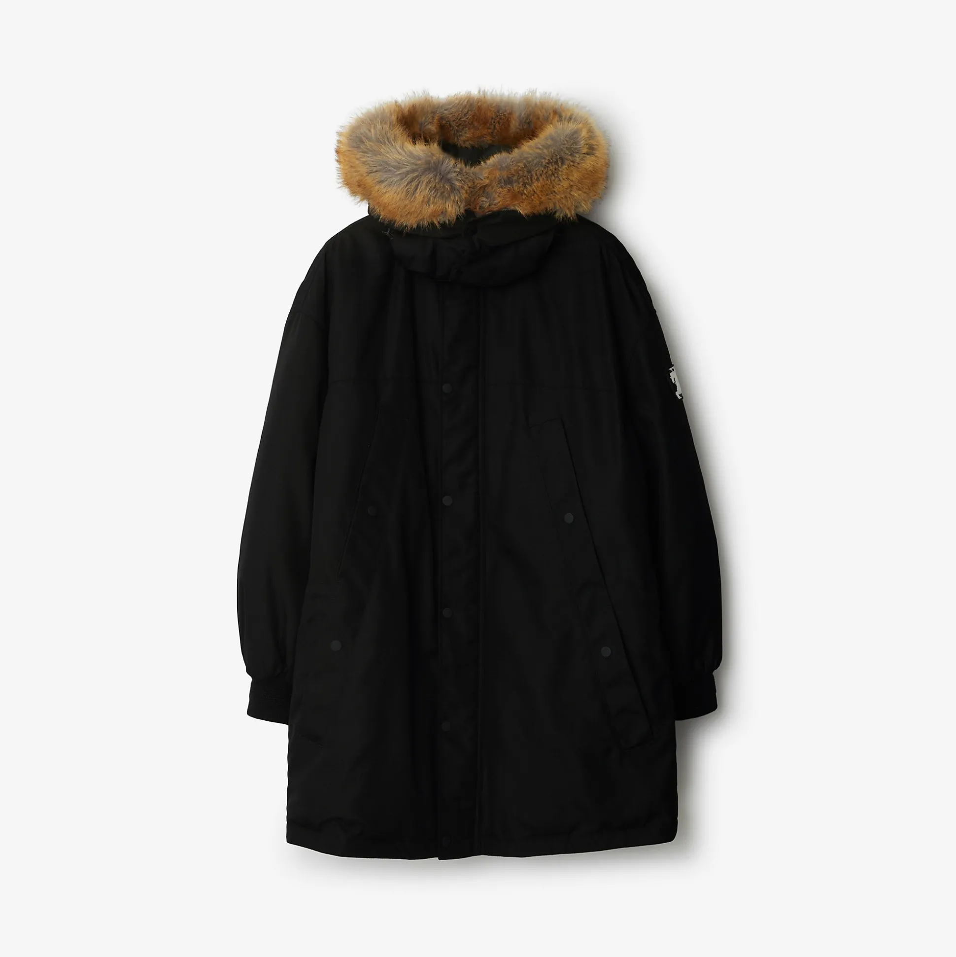 Best Burberry Faux Fur Trim Nylon Parka Black