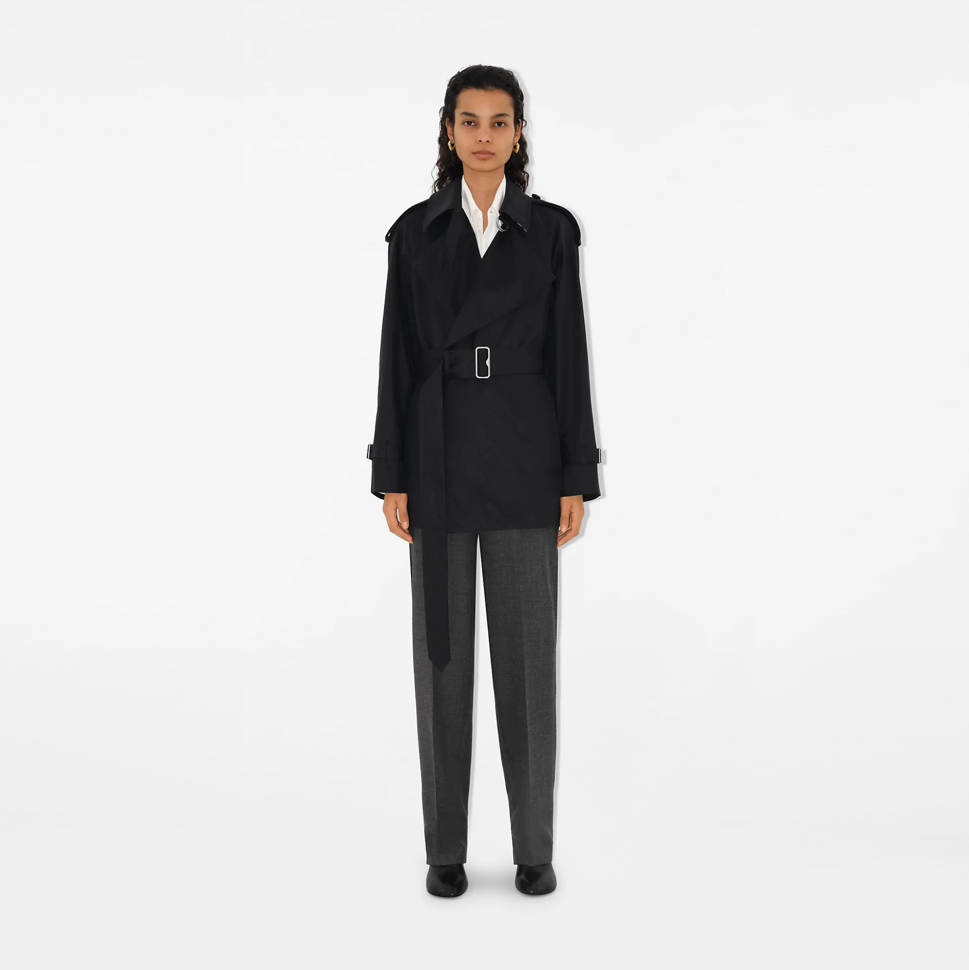 Store Burberry Gabardine Trench Jacket Black