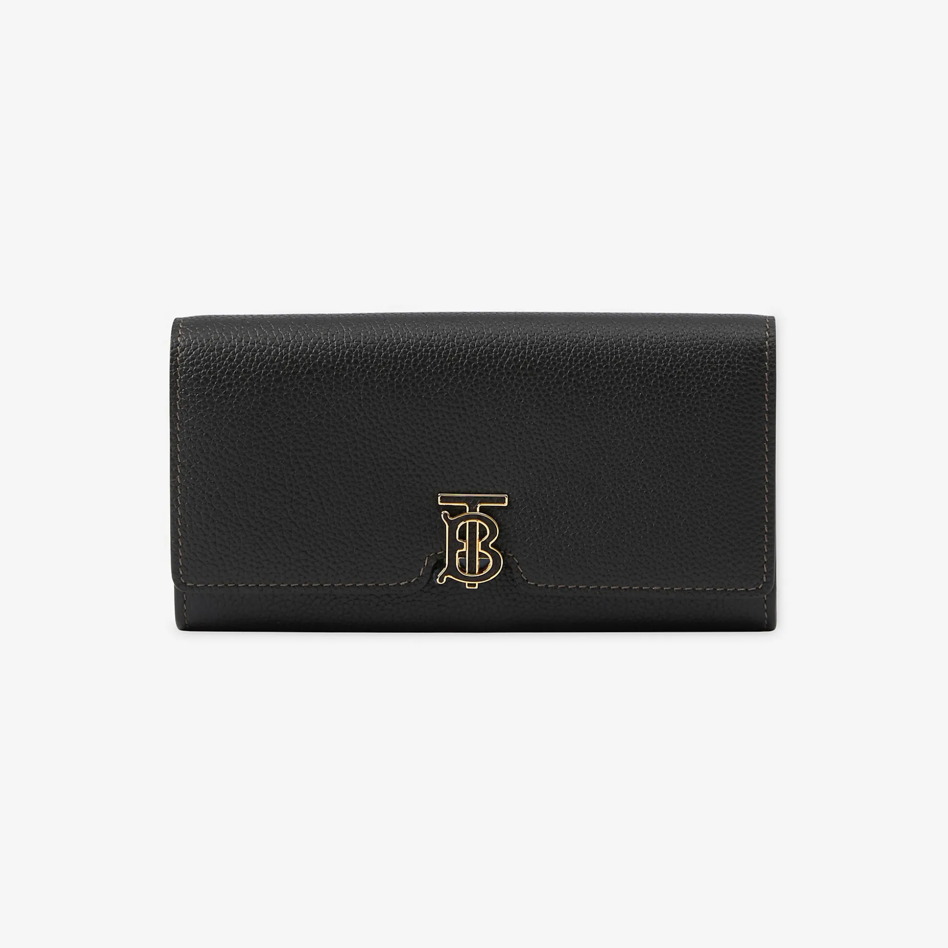 Outlet Burberry Grainy Leather TB Continental Wallet Black