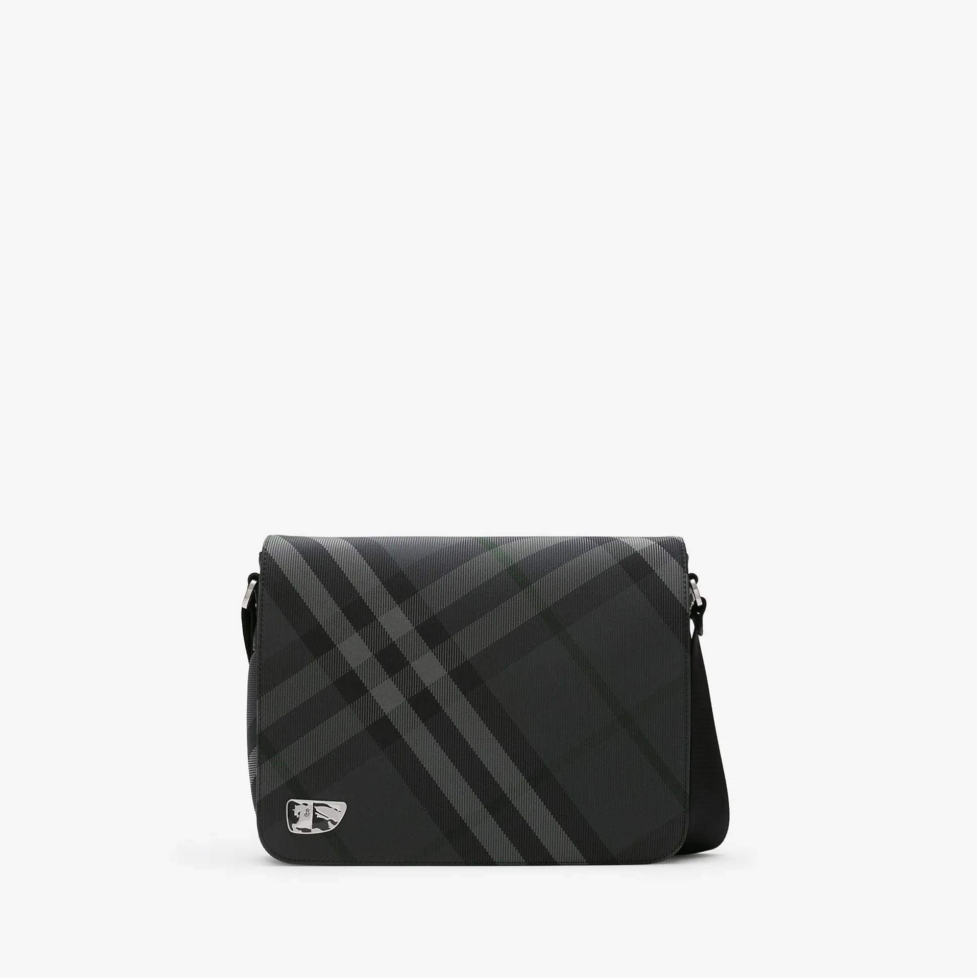 Shop Burberry Grid Messenger Bag Charcoal