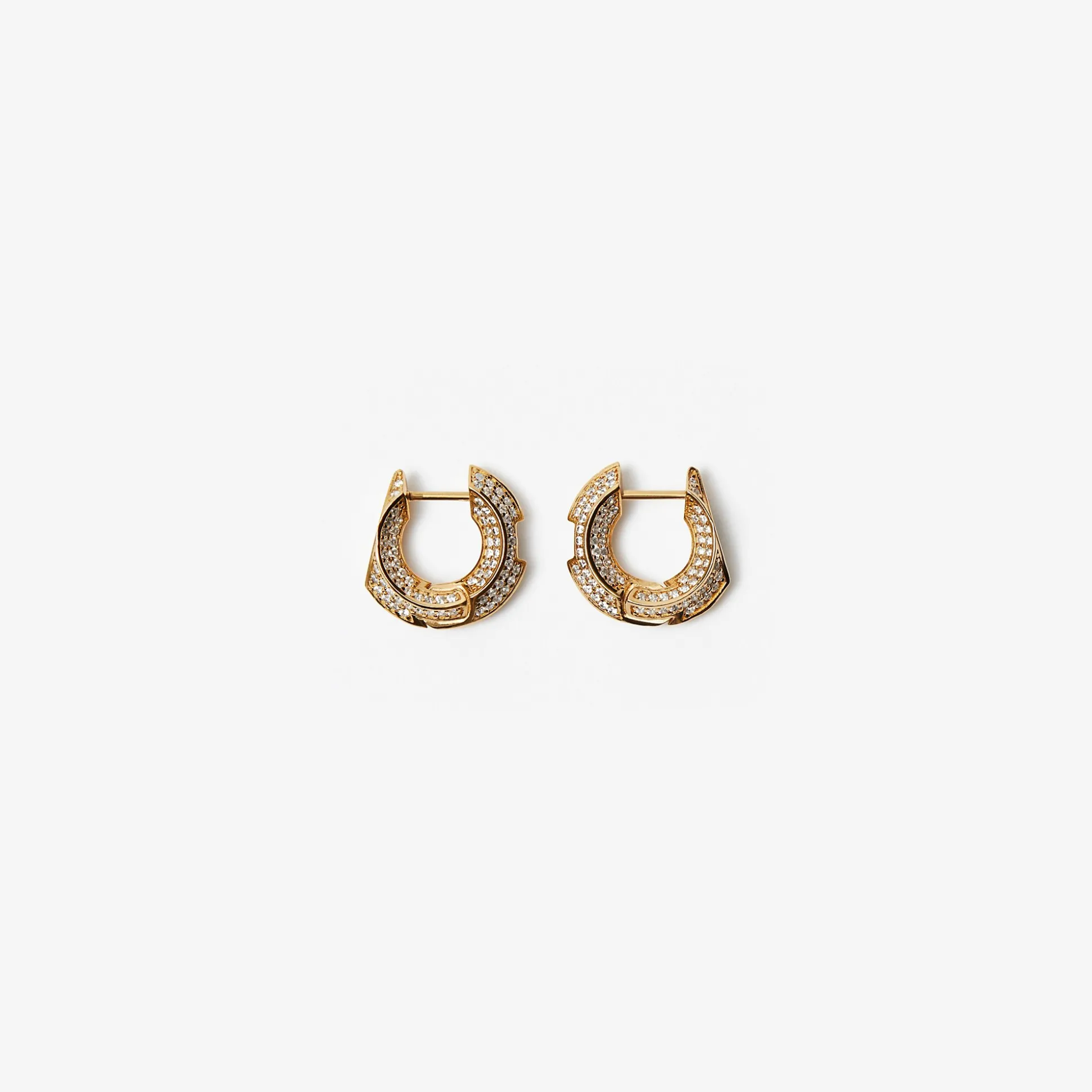 Best Sale Burberry Hollow Pavé Hoop Earrings Gold/clear