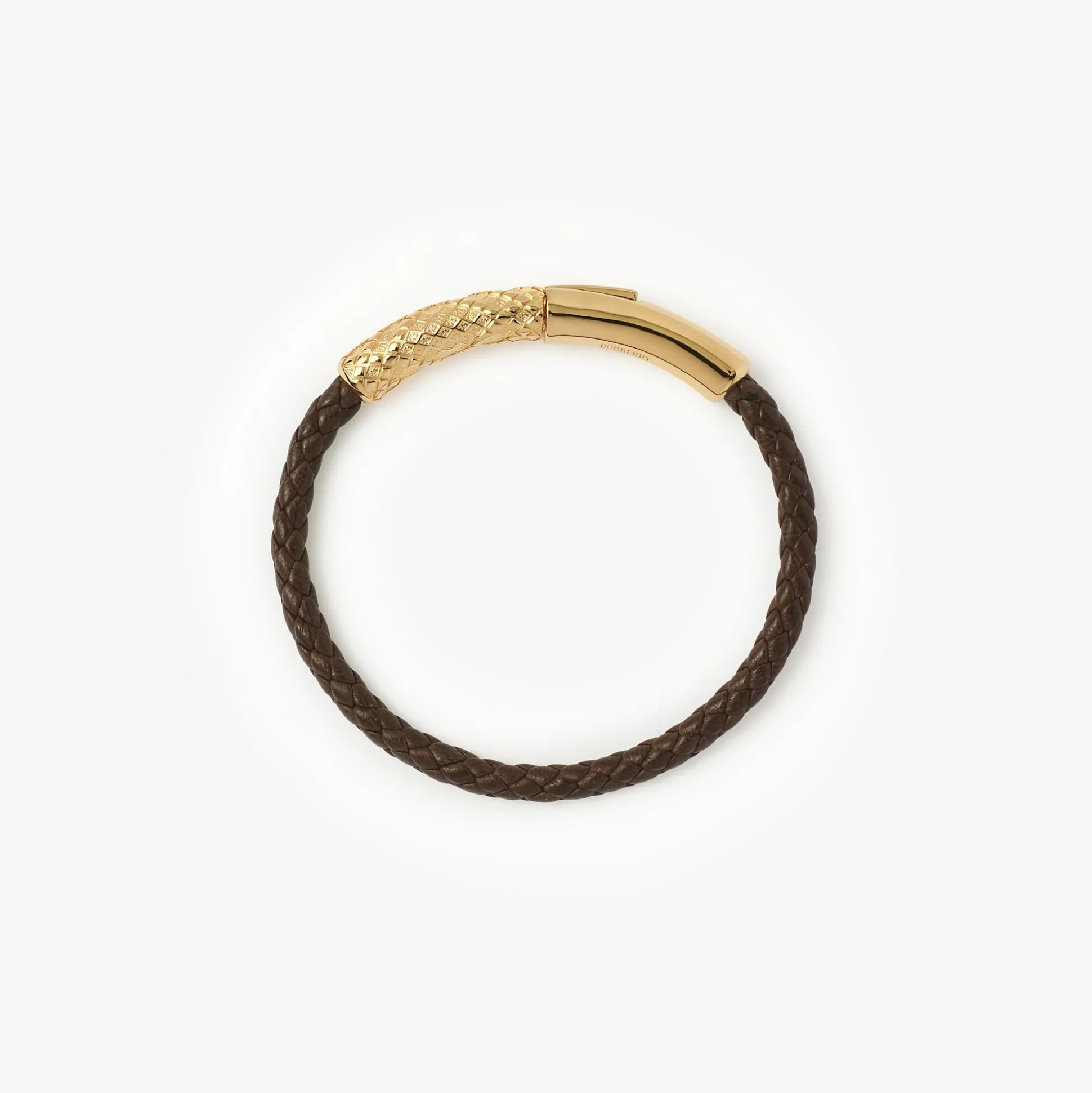 Best Burberry Leather Check Bracelet Gold/military