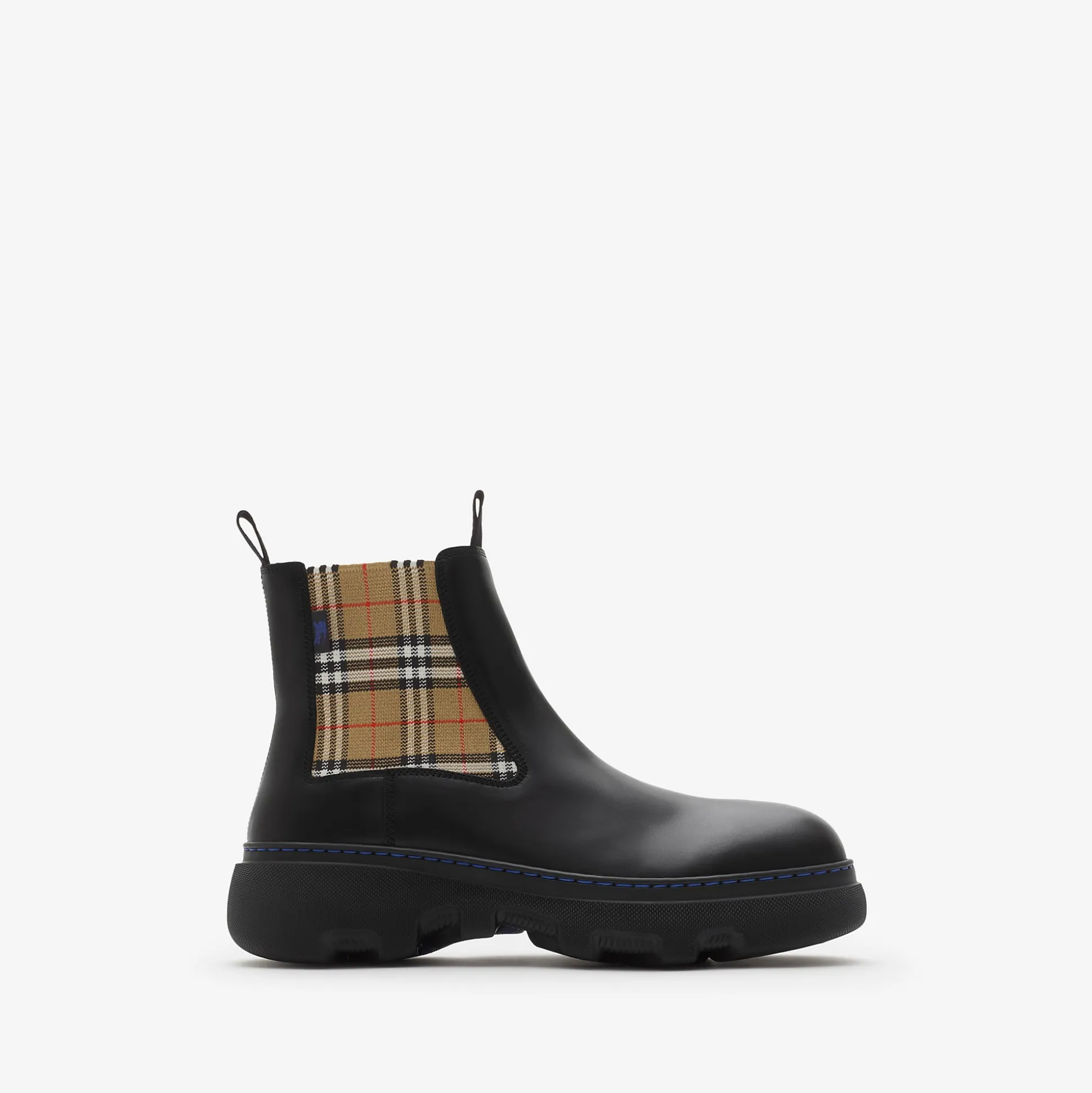 Sale Burberry Leather Creeper Low Chelsea Boots Black/sand