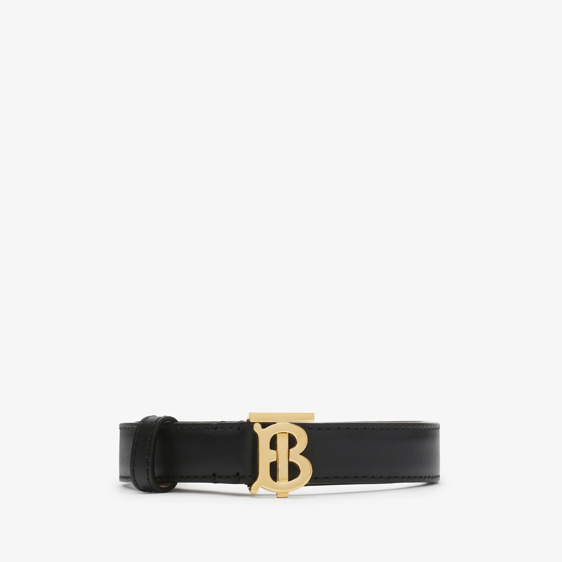 Outlet Burberry Leather Reversible TB Belt Black/tan/gold