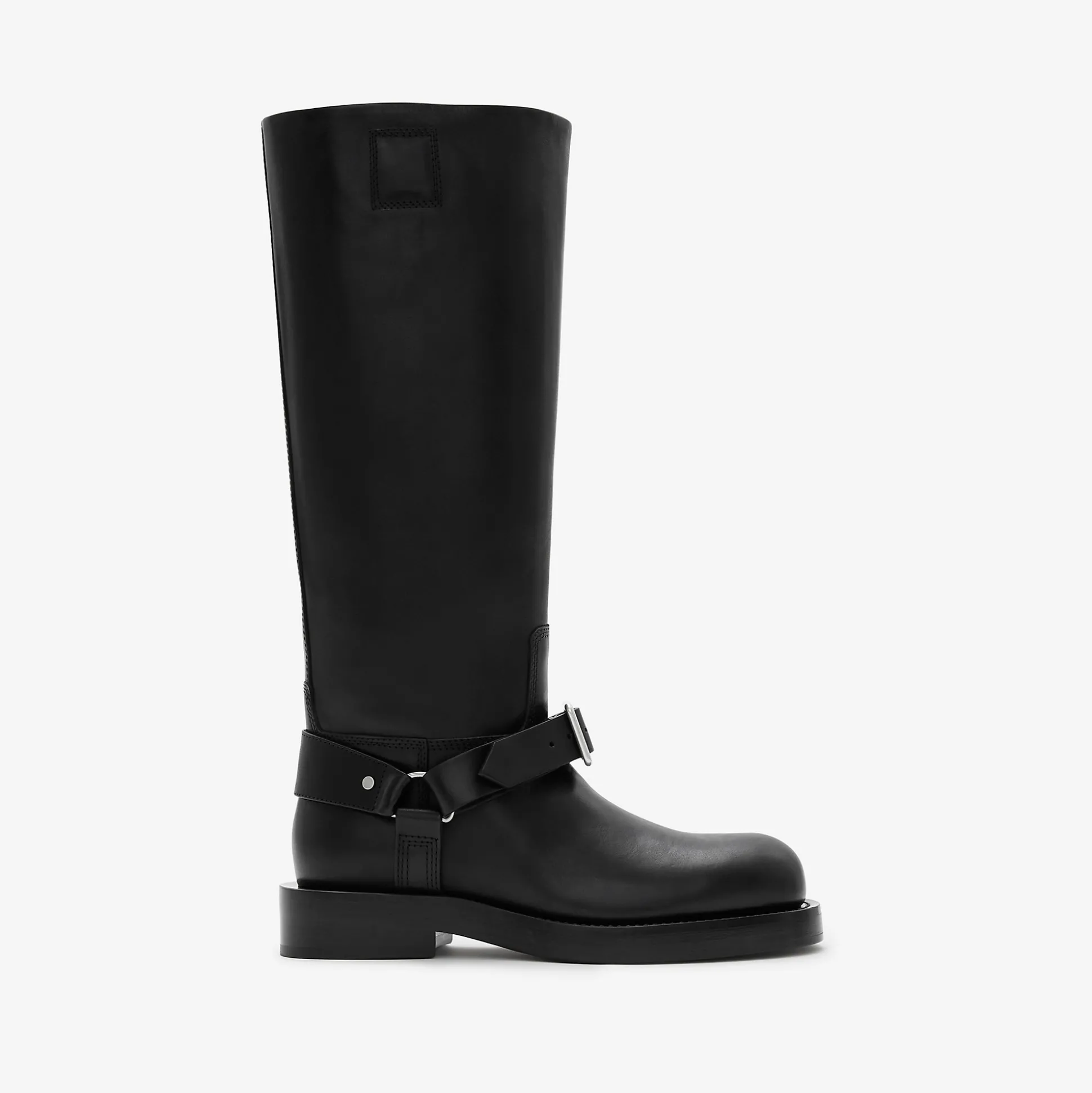 Clearance Burberry Leather Saddle High Boots Black