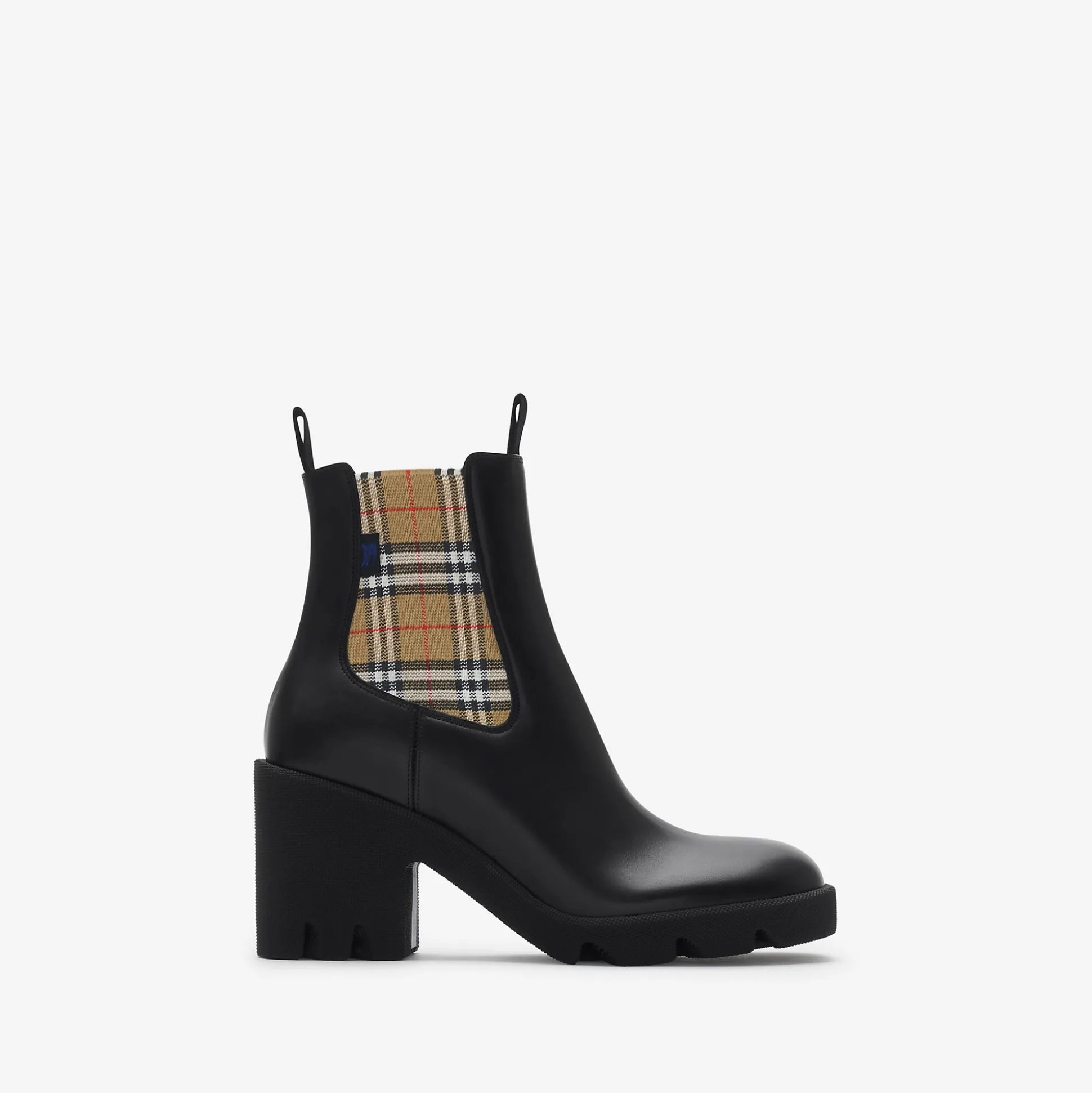 Cheap Burberry Leather Stride Chelsea Boots Black/sand