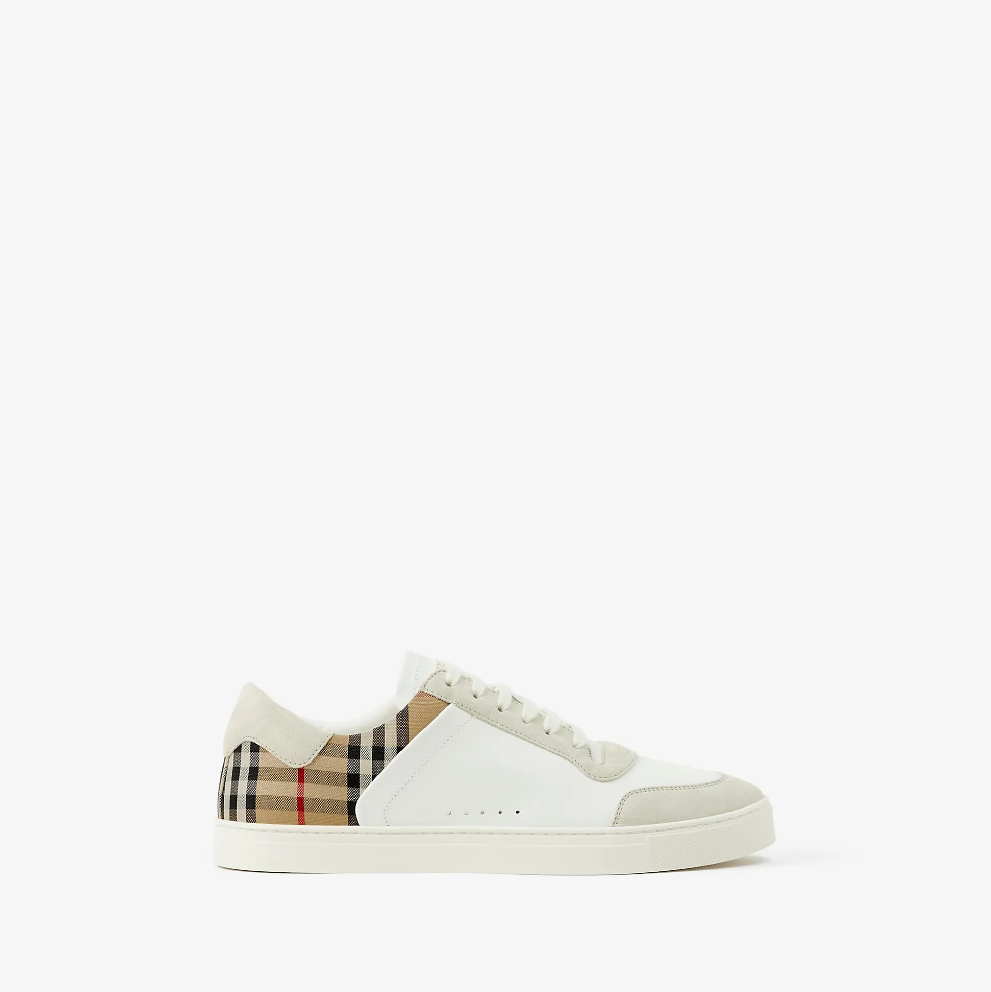 Cheap Burberry Leather, Suede and Check Sneakers Naturalwhite/archivebeige