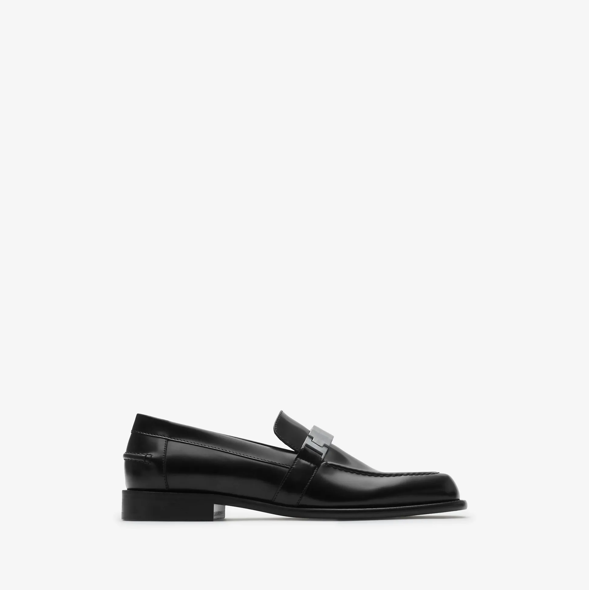 Best Sale Burberry Leather Tower Loafers Black