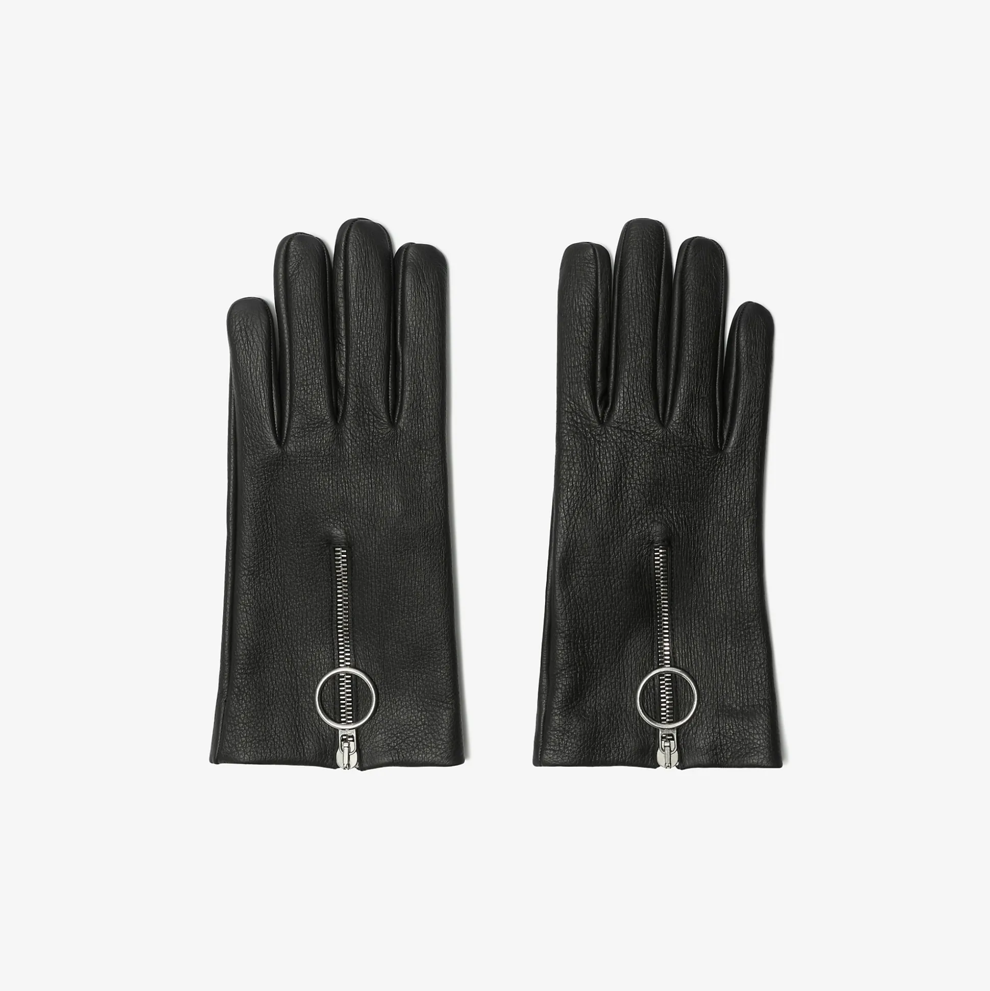 Best Burberry Leather Zip Gloves Black