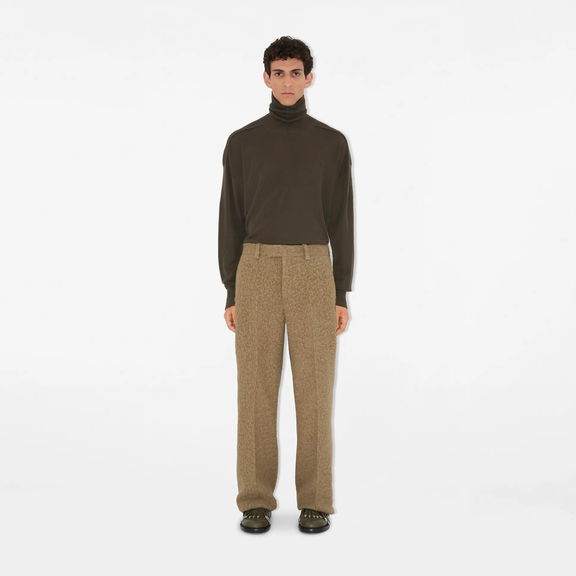 Hot Burberry Linen Wool Blend Tailored Trousers Clay