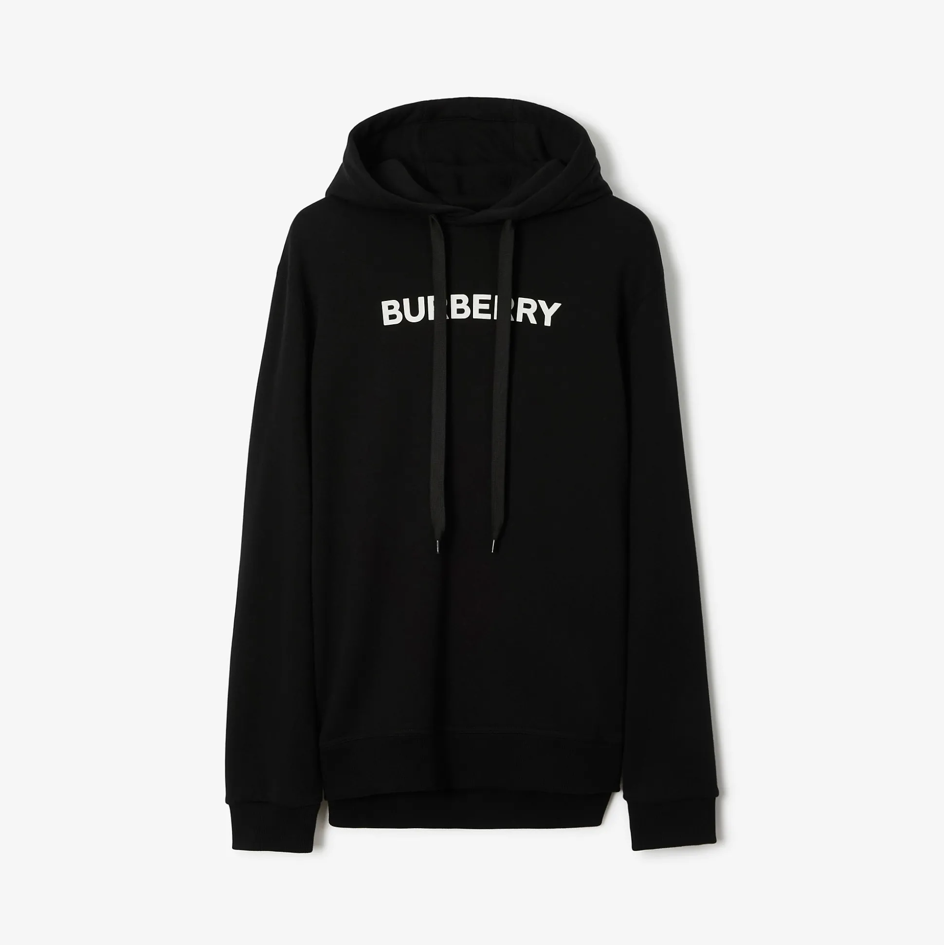 Discount Burberry Logo Cotton Hoodie Black