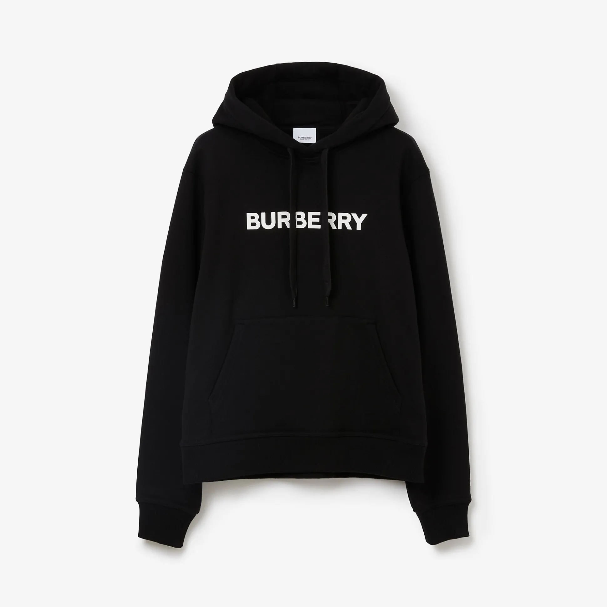 Fashion Burberry Logo Cotton Hoodie Black