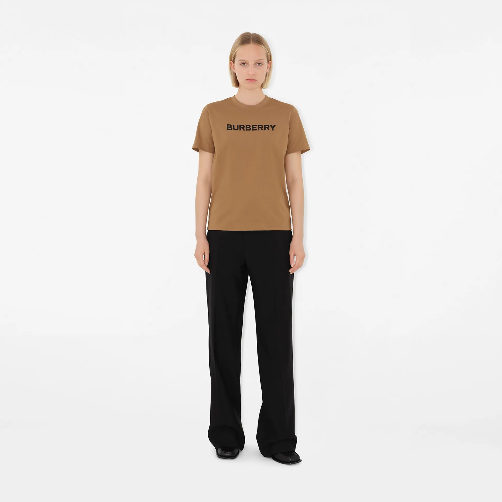 Best Burberry Logo Cotton T-shirt Camel