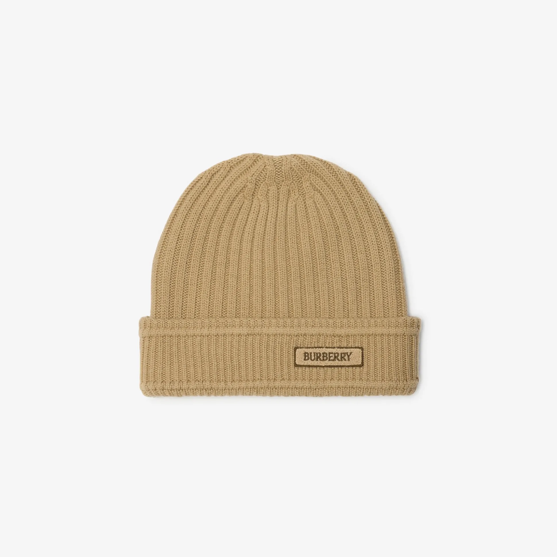 Hot Burberry Logo Wool Beanie Sand