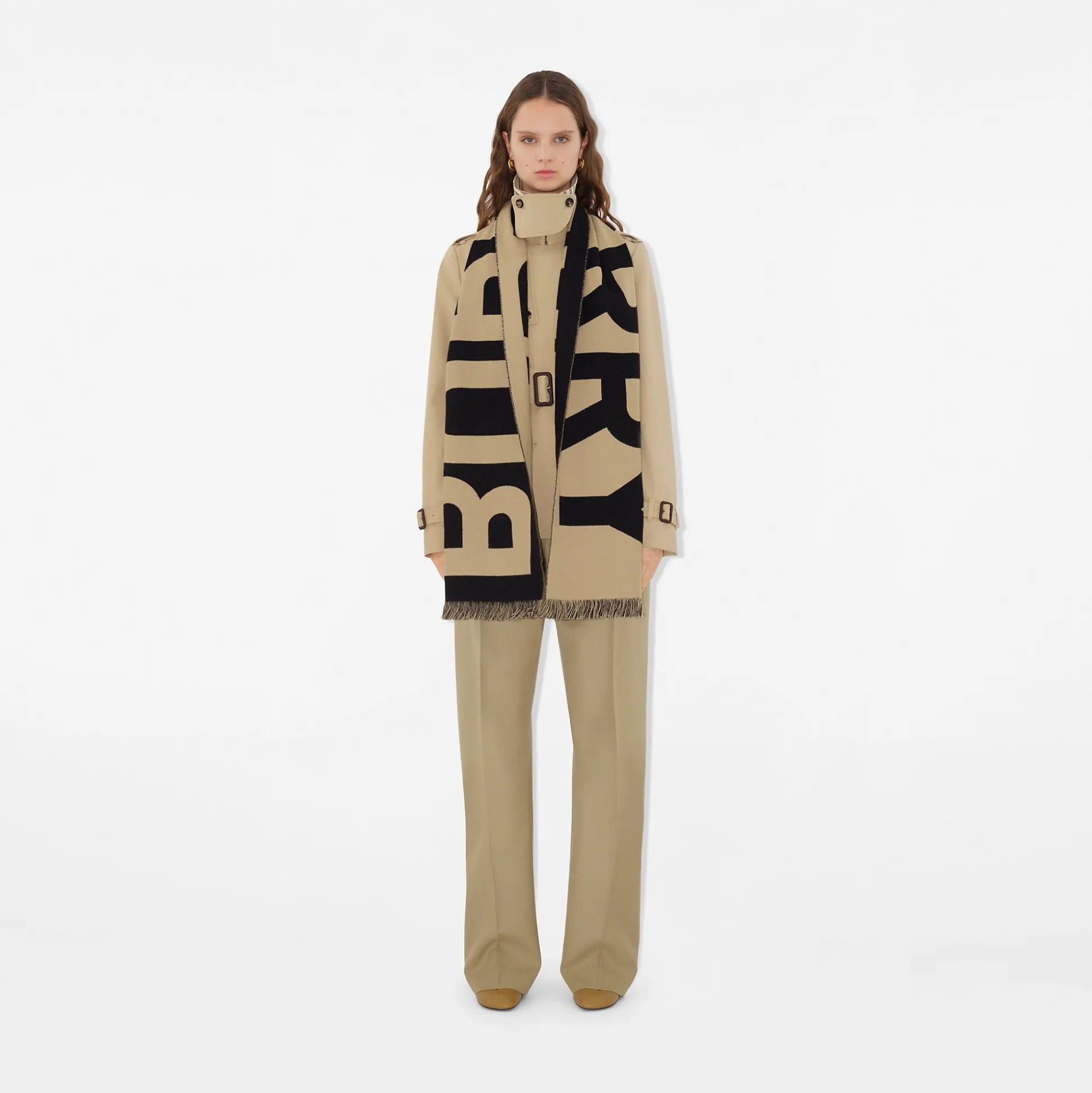 Hot Burberry Logo Wool Scarf Archivebeige