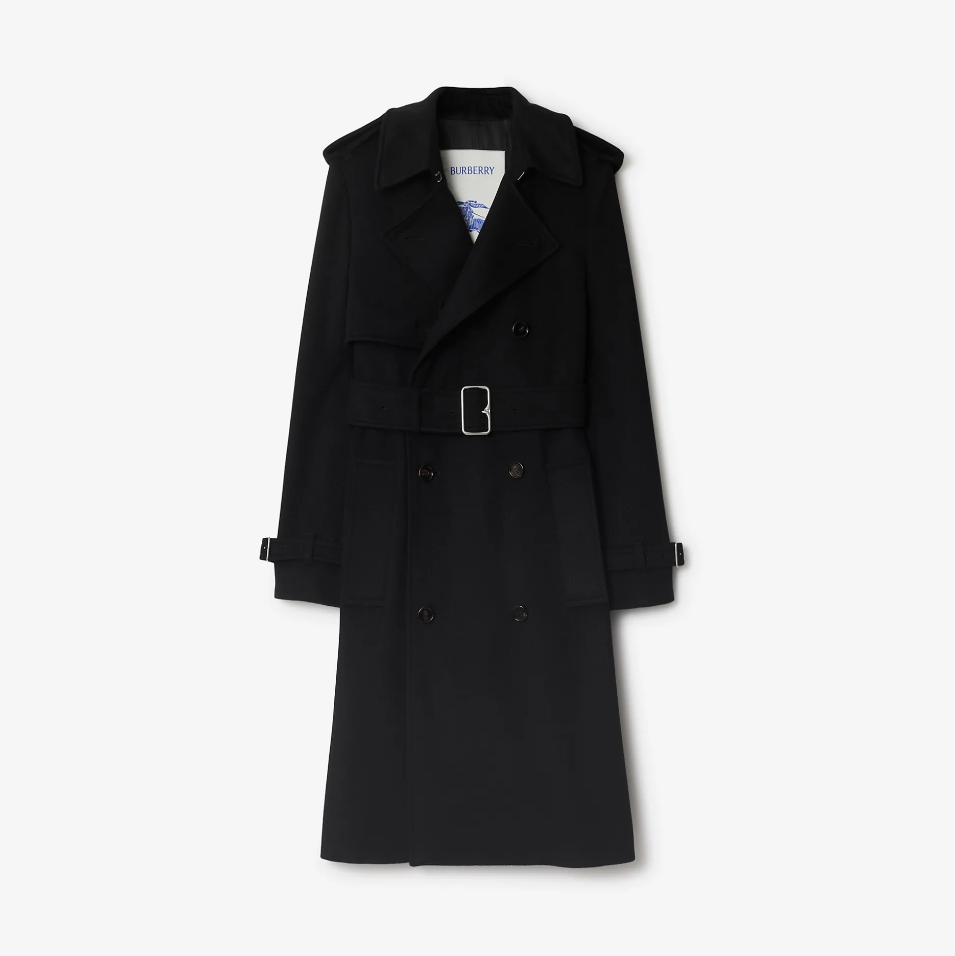 New Burberry Long Cashmere Hillgate Trench Coat Black