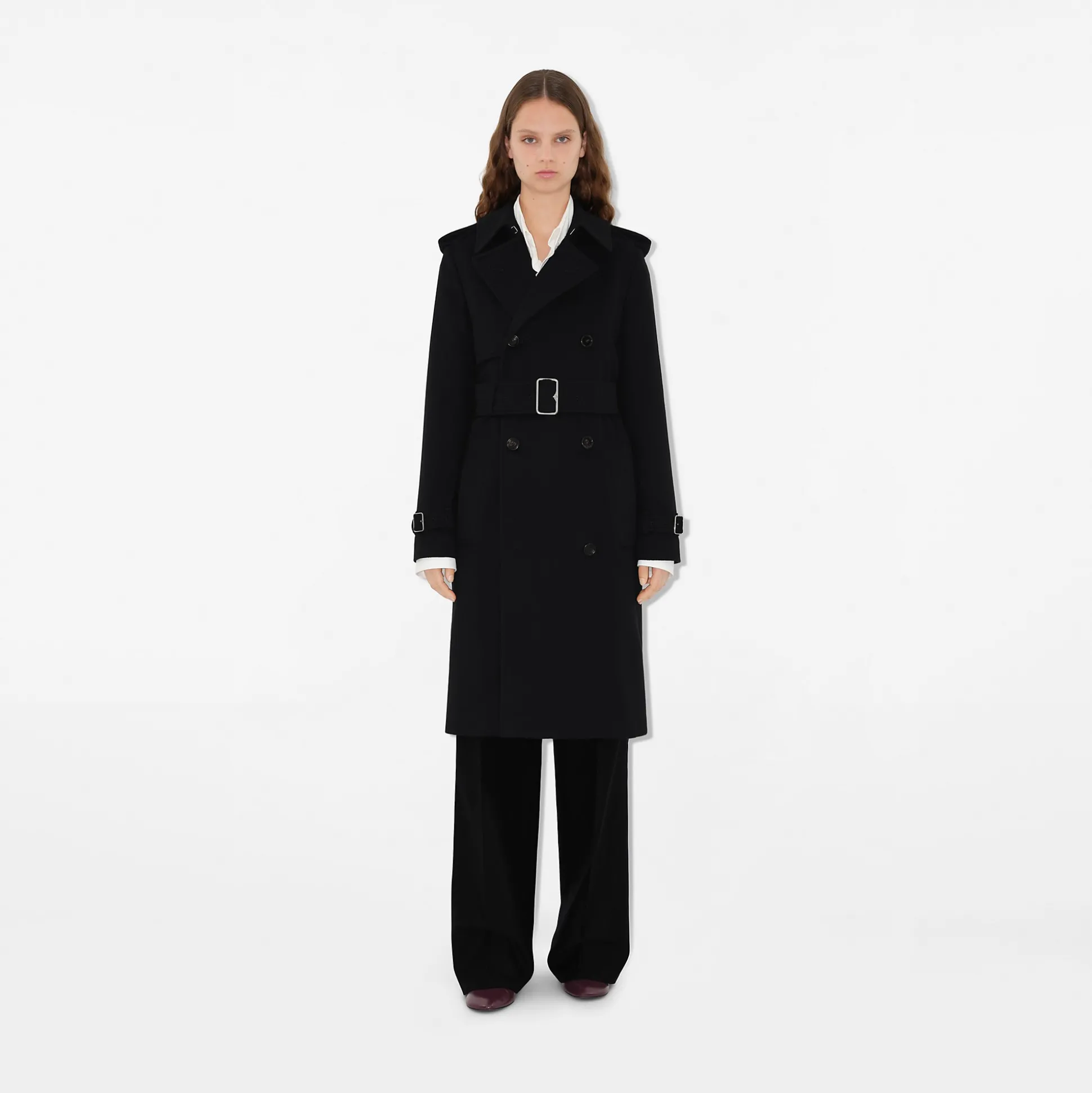 New Burberry Long Cashmere Hillgate Trench Coat Black