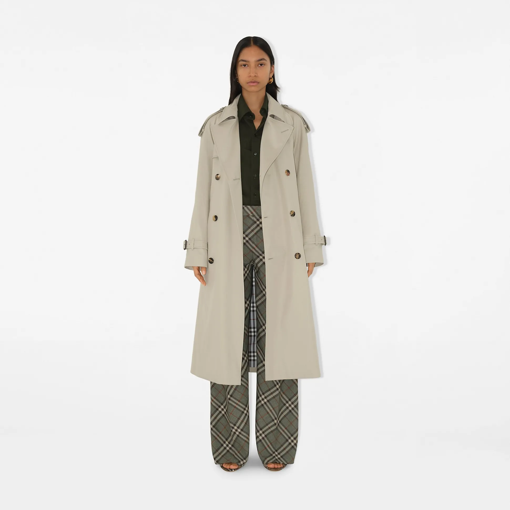 Best Burberry Long Castleford Trench Coat Heron