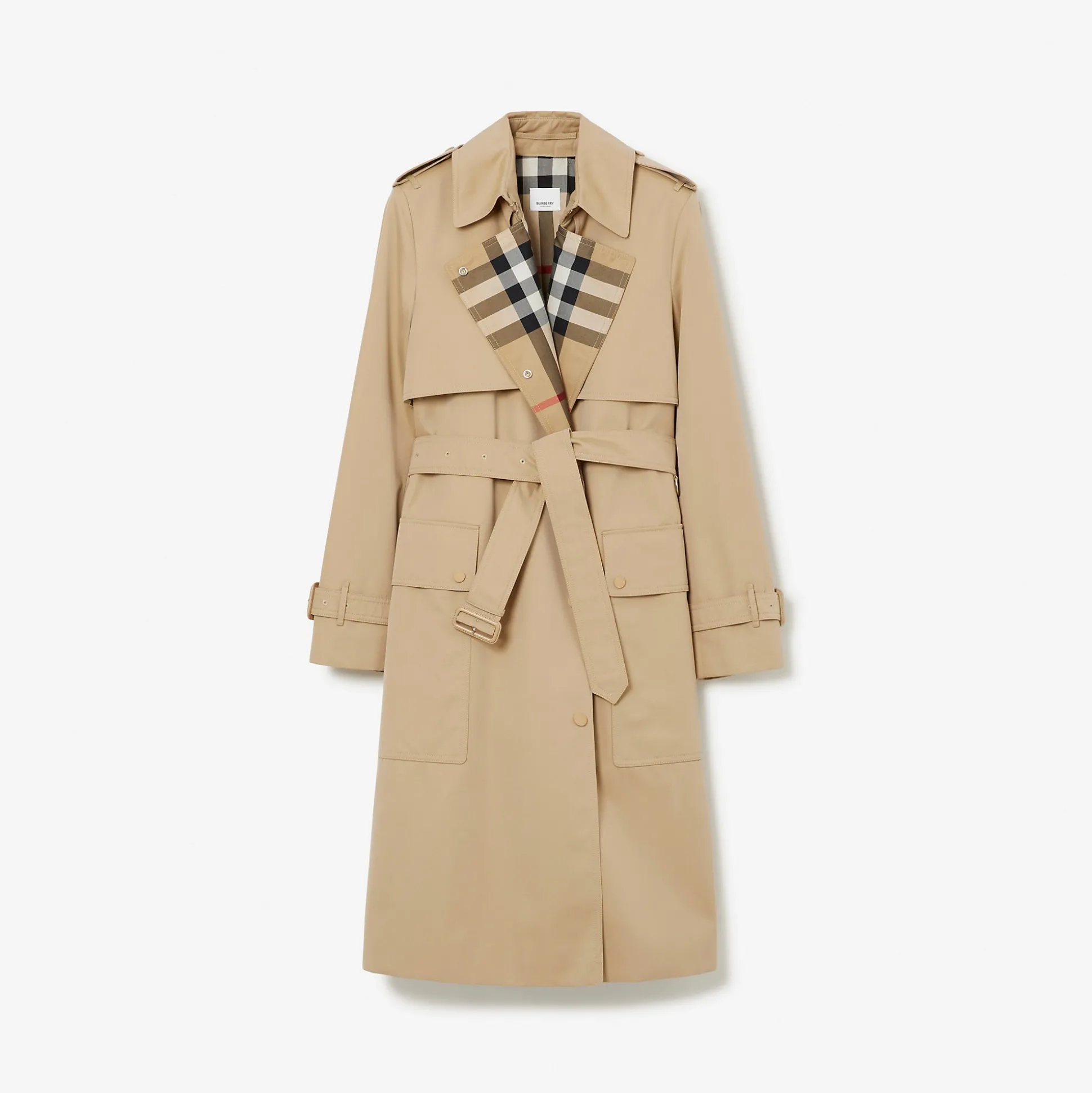 Flash Sale Burberry Long Check Lapel Gabardine Trench Coat Honey