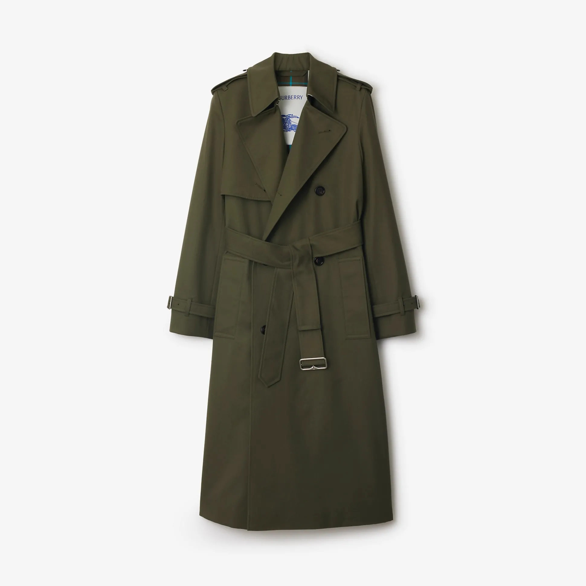 Clearance Burberry Long Cotton Blend Trench Coat Military