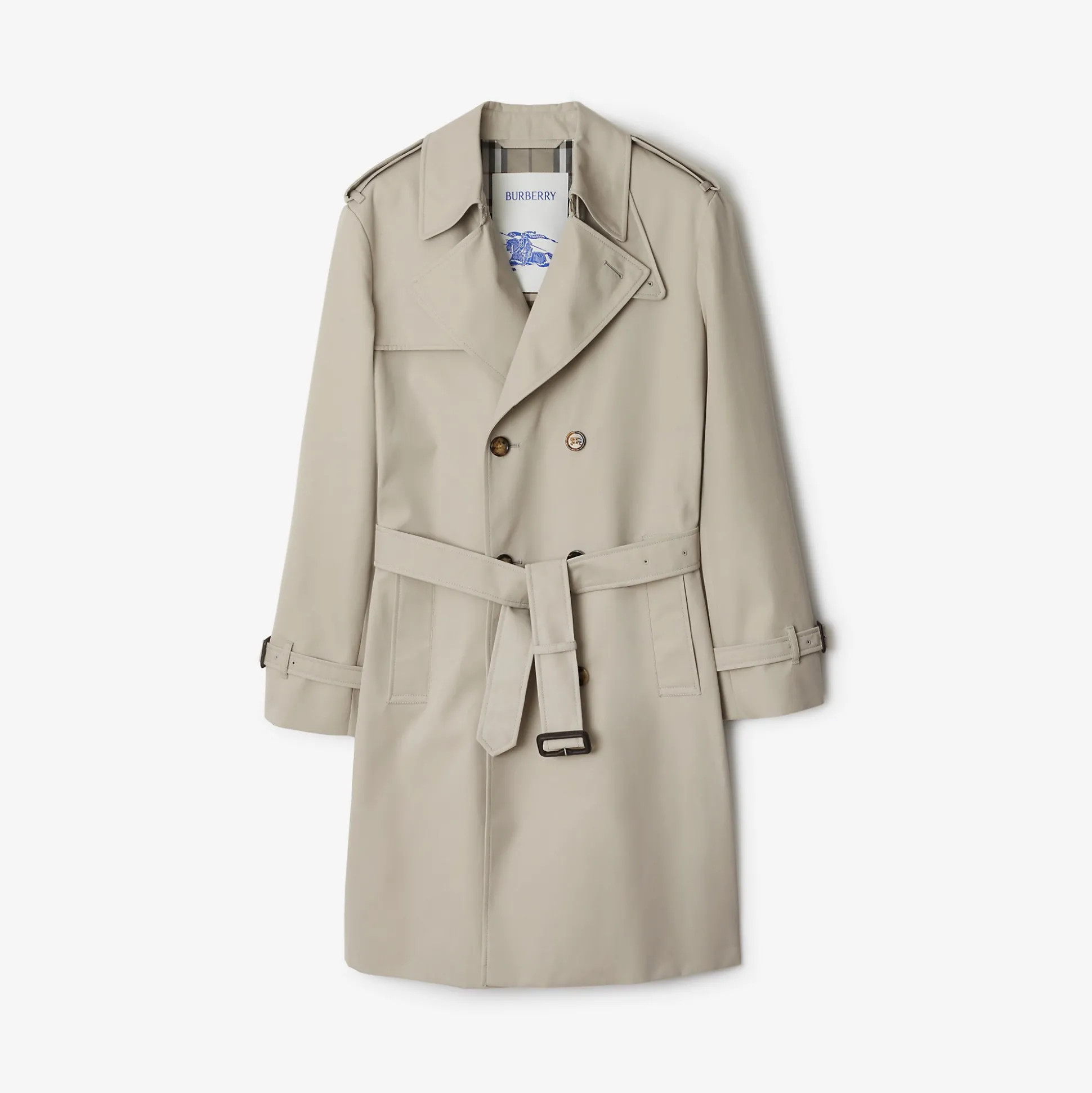 Outlet Burberry Long Cotton Blend Trench Coat Heron