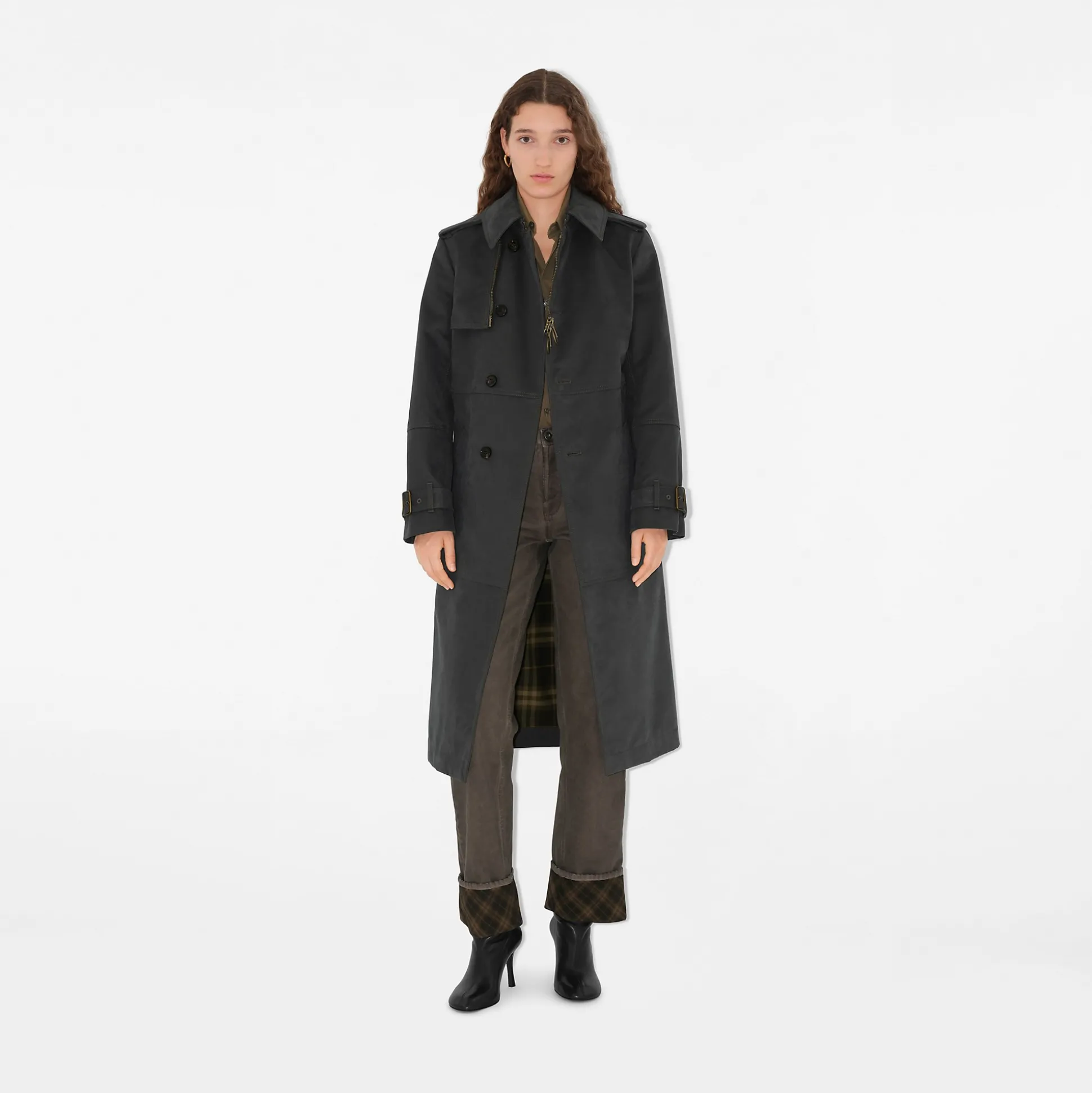 Cheap Burberry Long Cotton Nylon Trench Coat Cinder