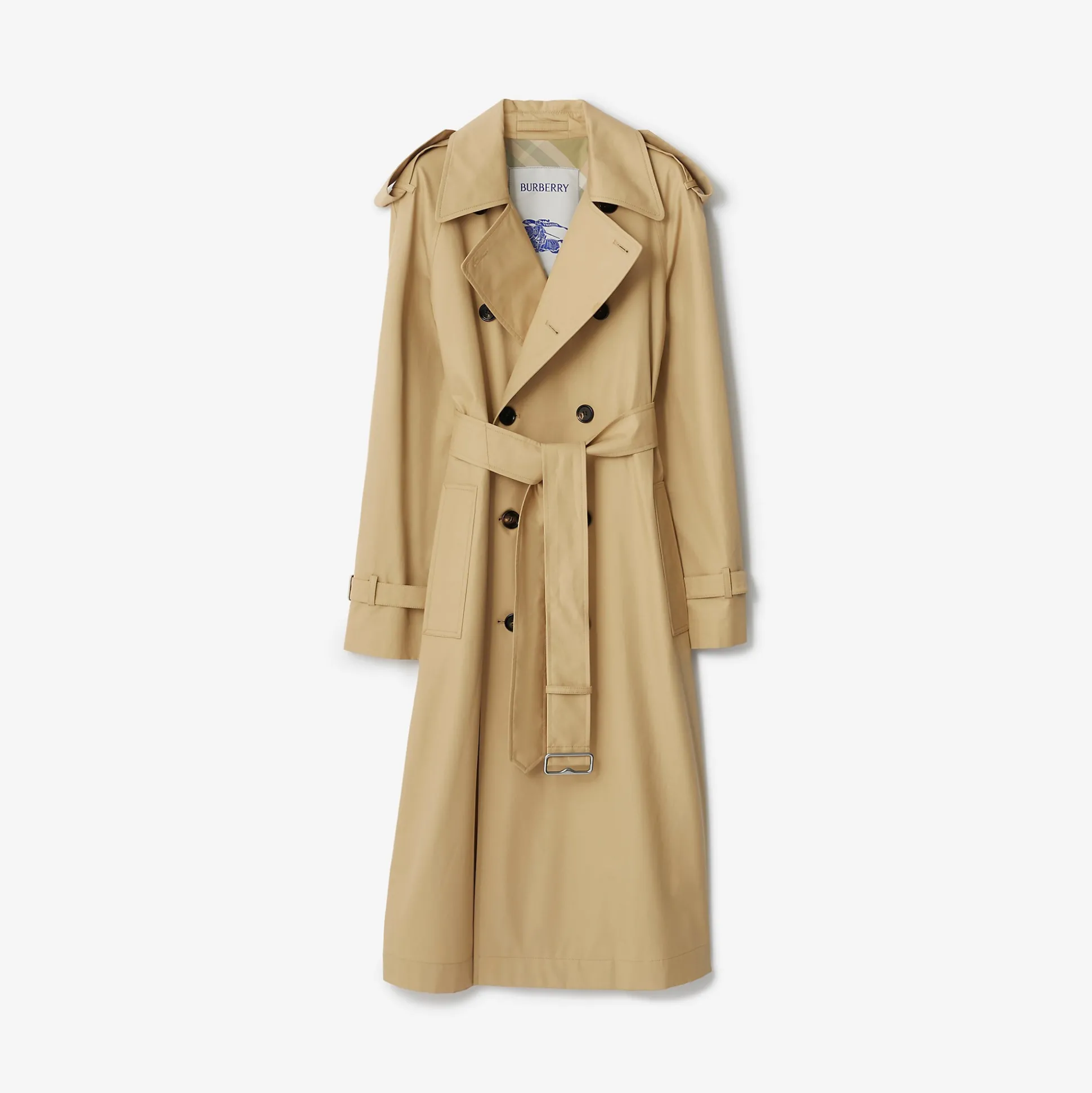 Store Burberry Long Gabardine Trench Coat Flax