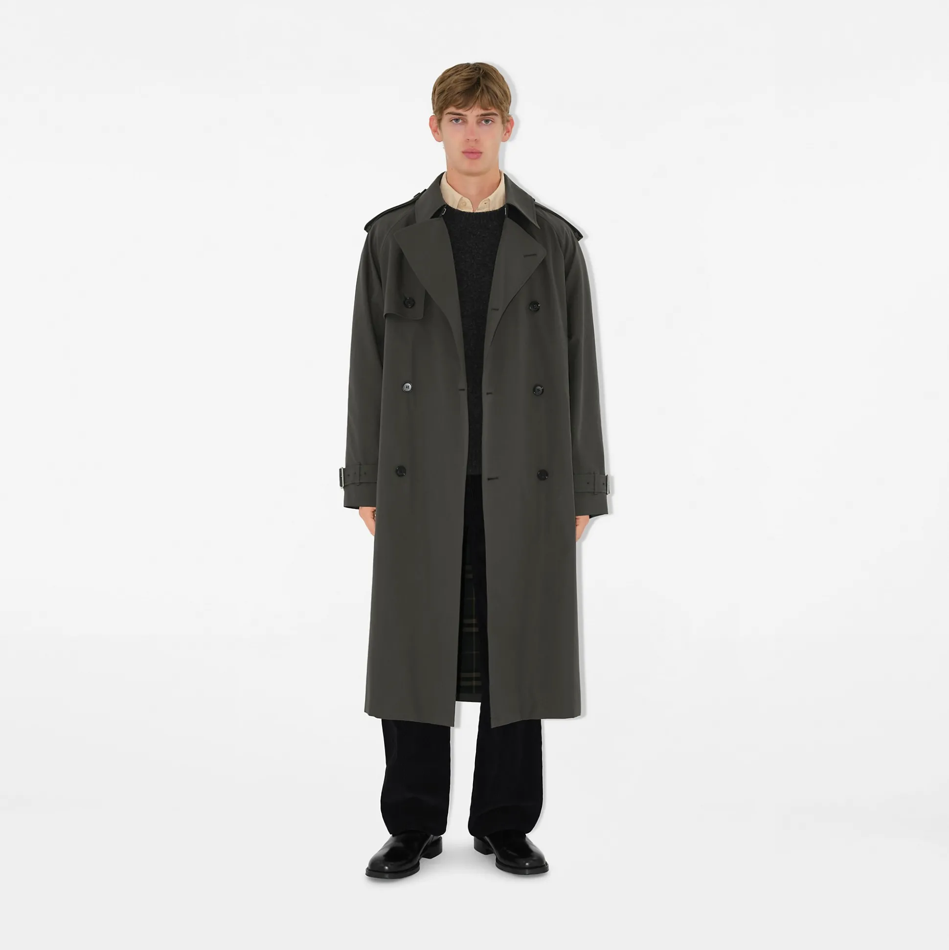 Hot Burberry Long Gabardine Trench Coat Graphite