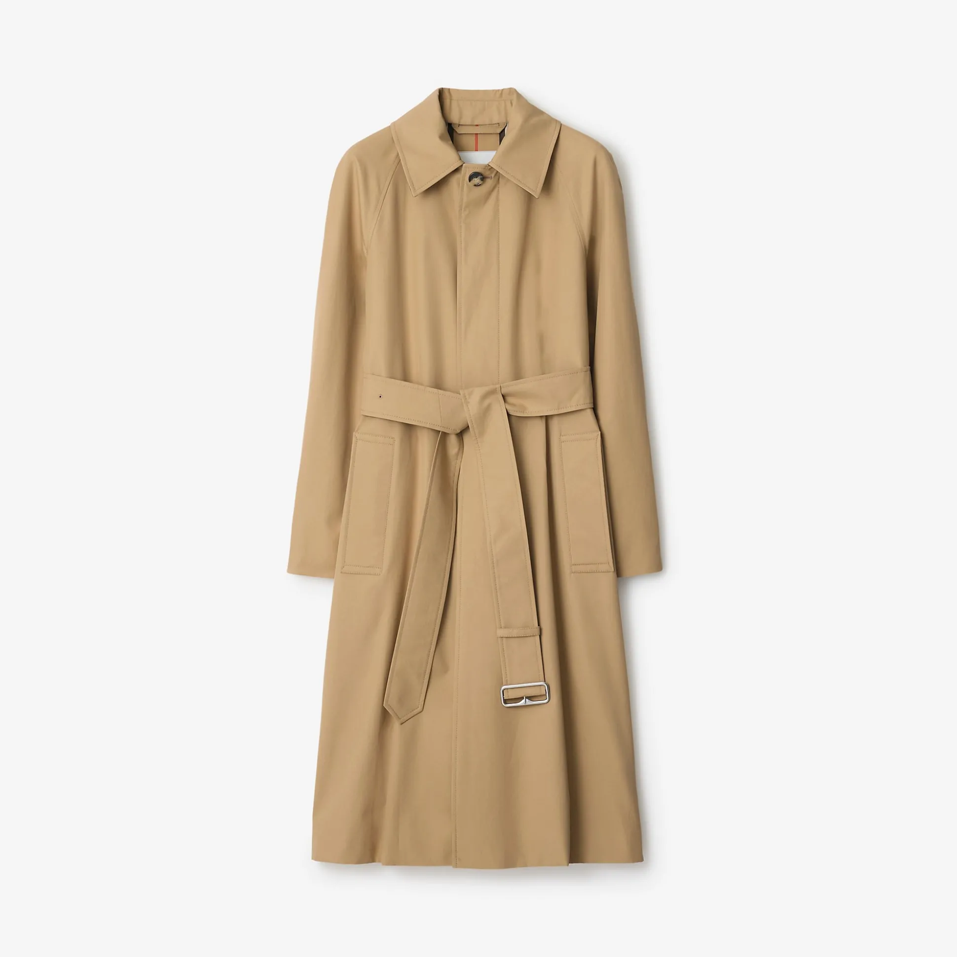 Shop Burberry Long Gabardine Winchester Car Coat Flax