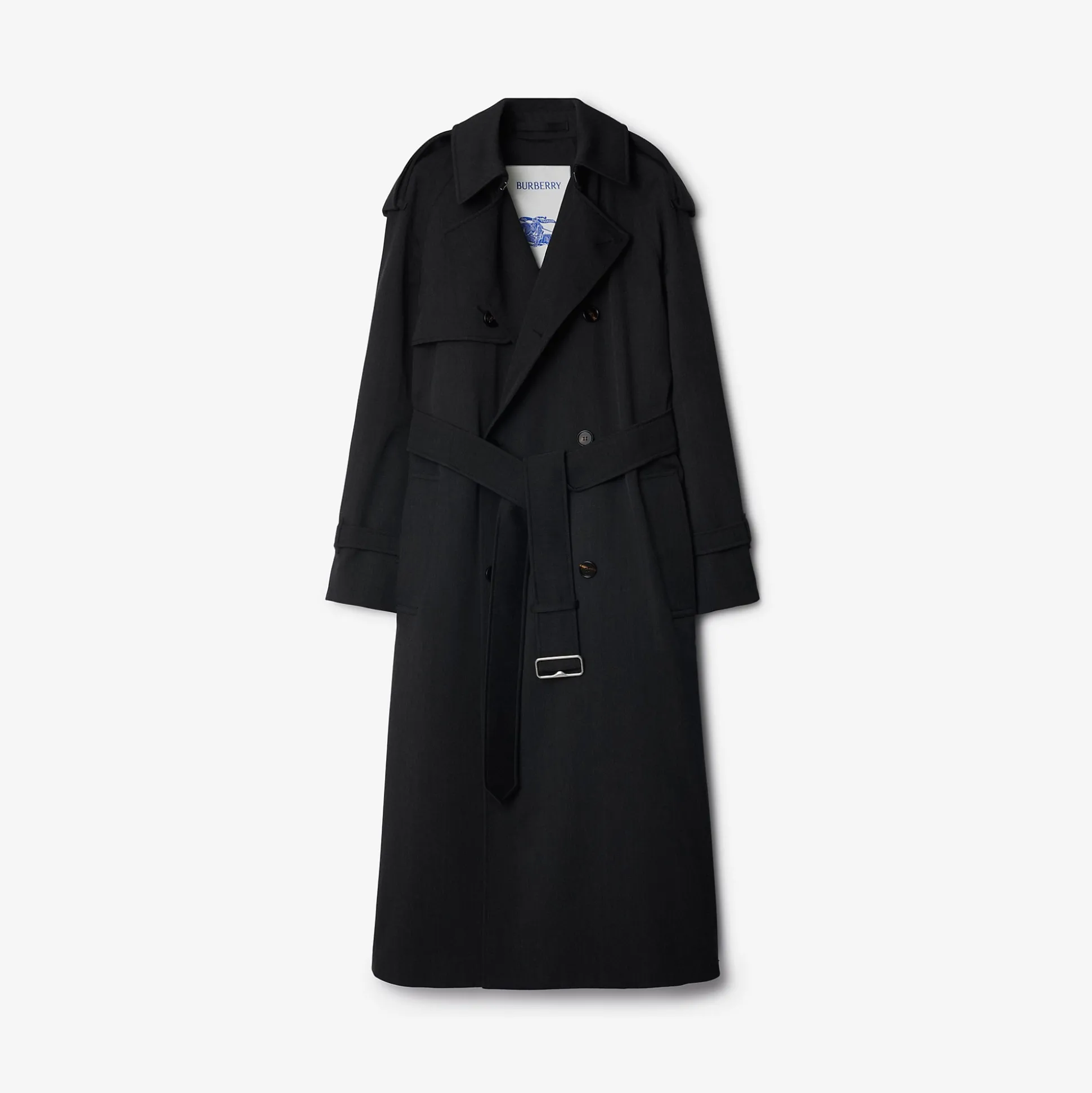 Clearance Burberry Long Wool Trench Coat Greymelange