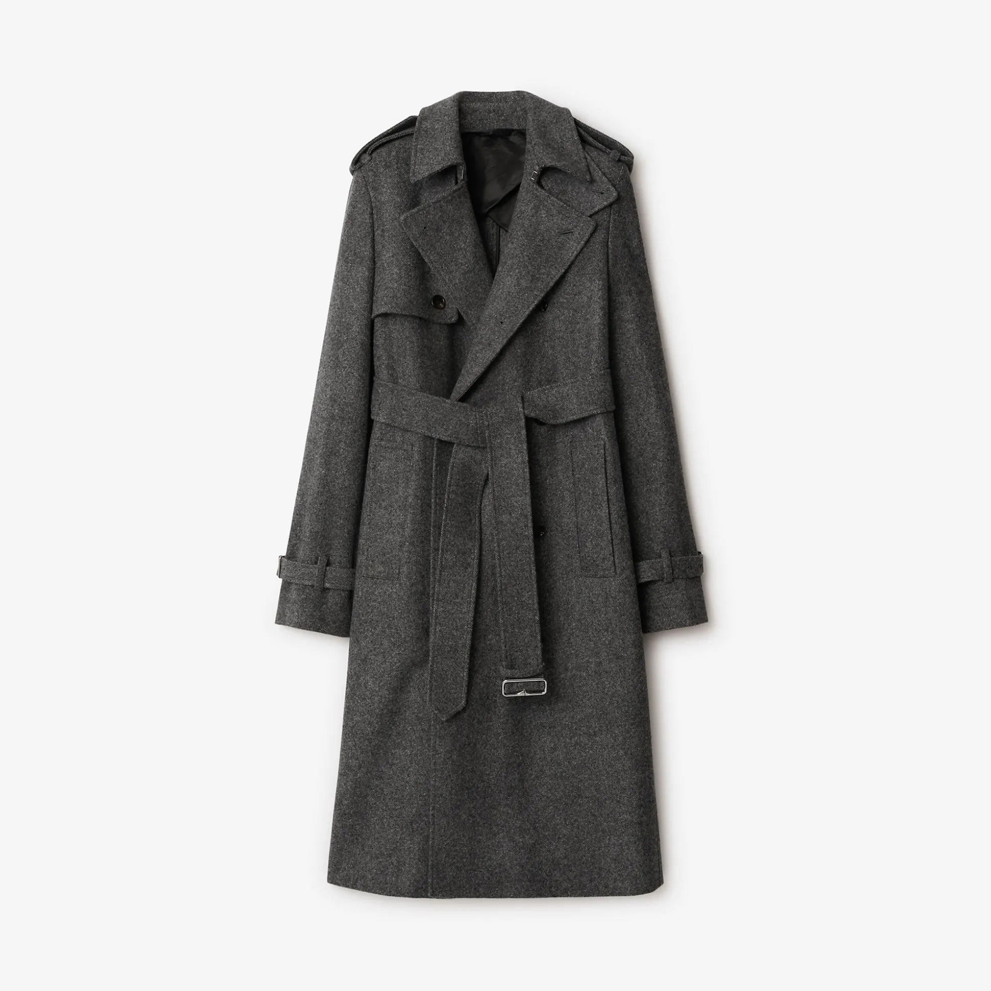 Sale Burberry Long Wool Trench Coat Greymelange