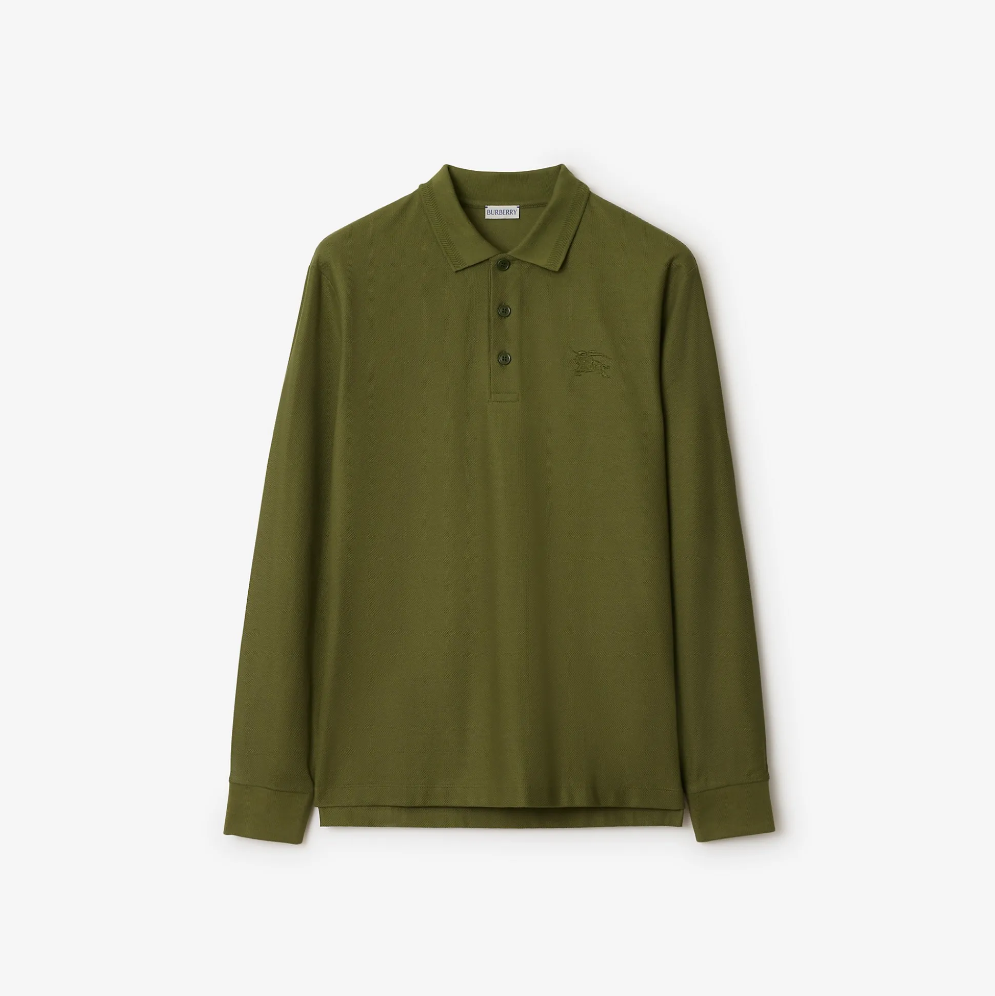 Clearance Burberry Long-sleeve Cotton Polo Shirt Olive