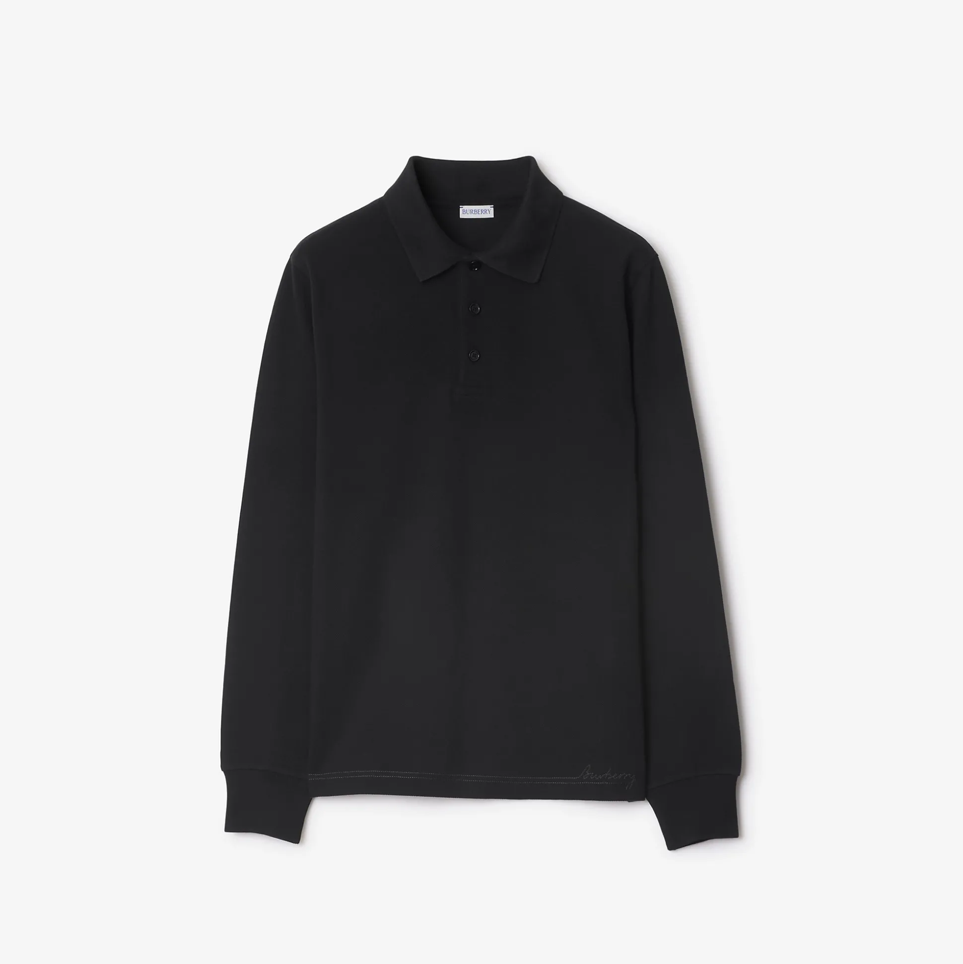 Best Sale Burberry Long-sleeve Wool Polo Shirt Black