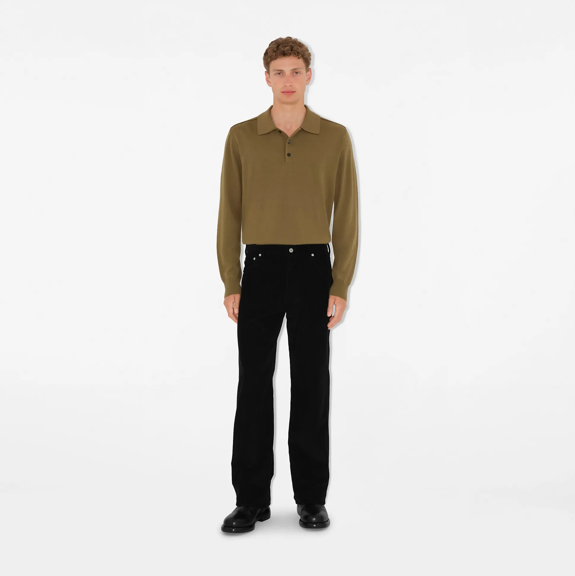 Discount Burberry Long-sleeve Wool Polo Shirt Shrew