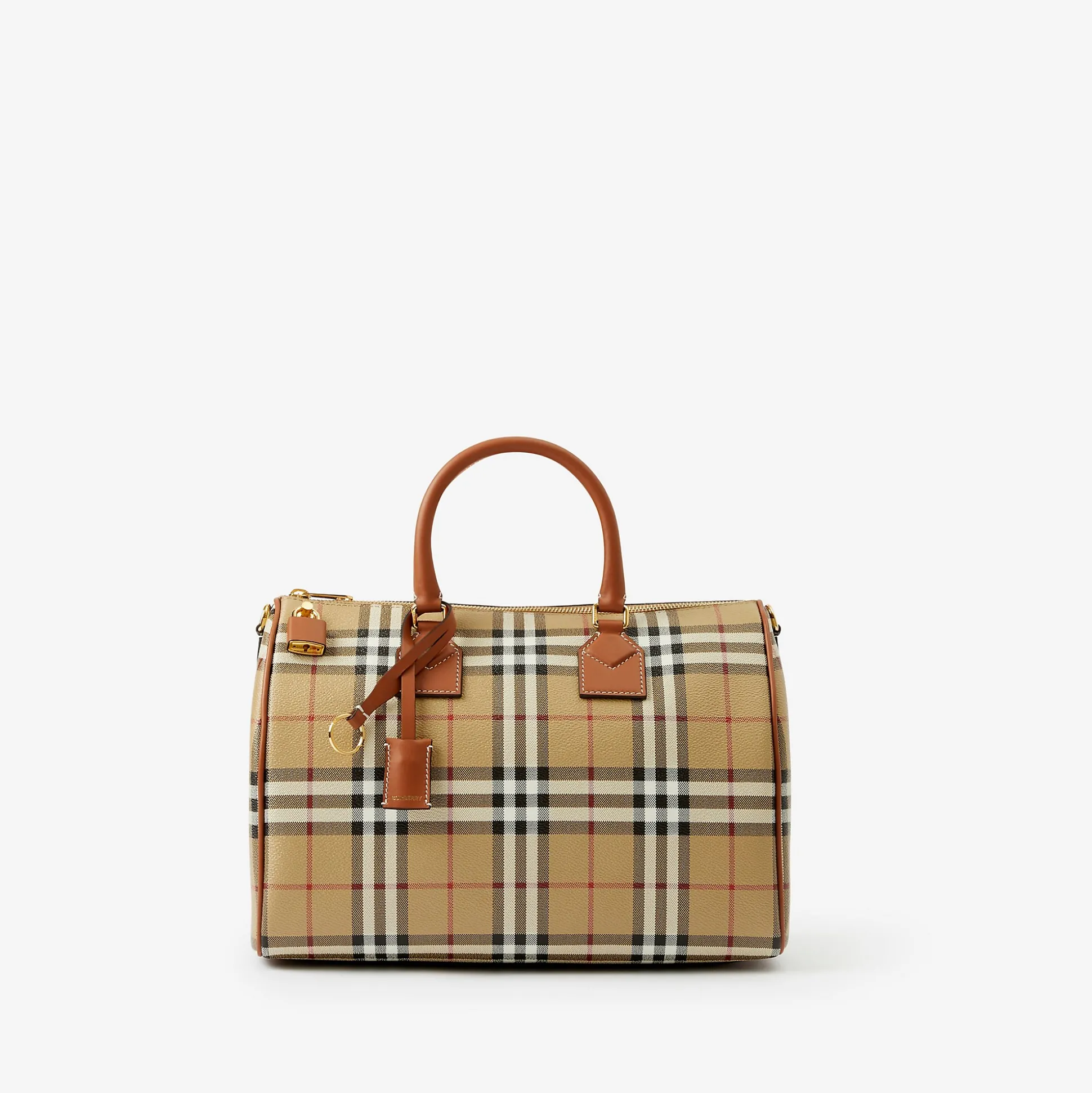 Flash Sale Burberry Medium Check Bowling Bag Archivebeige/briarbrown