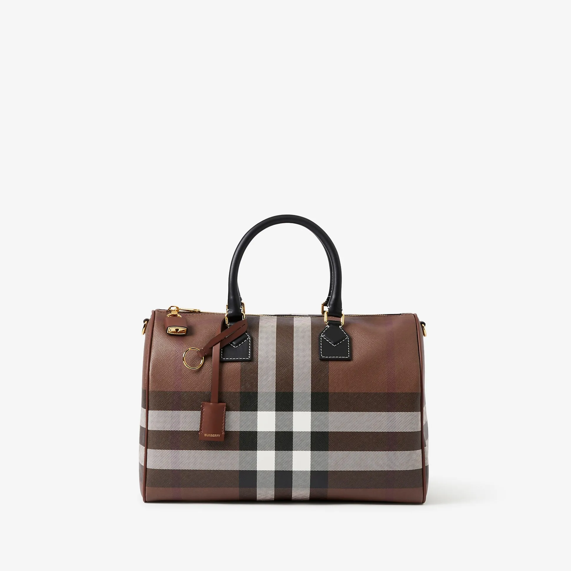 Store Burberry Medium Check Bowling Bag Darkbirchbrown