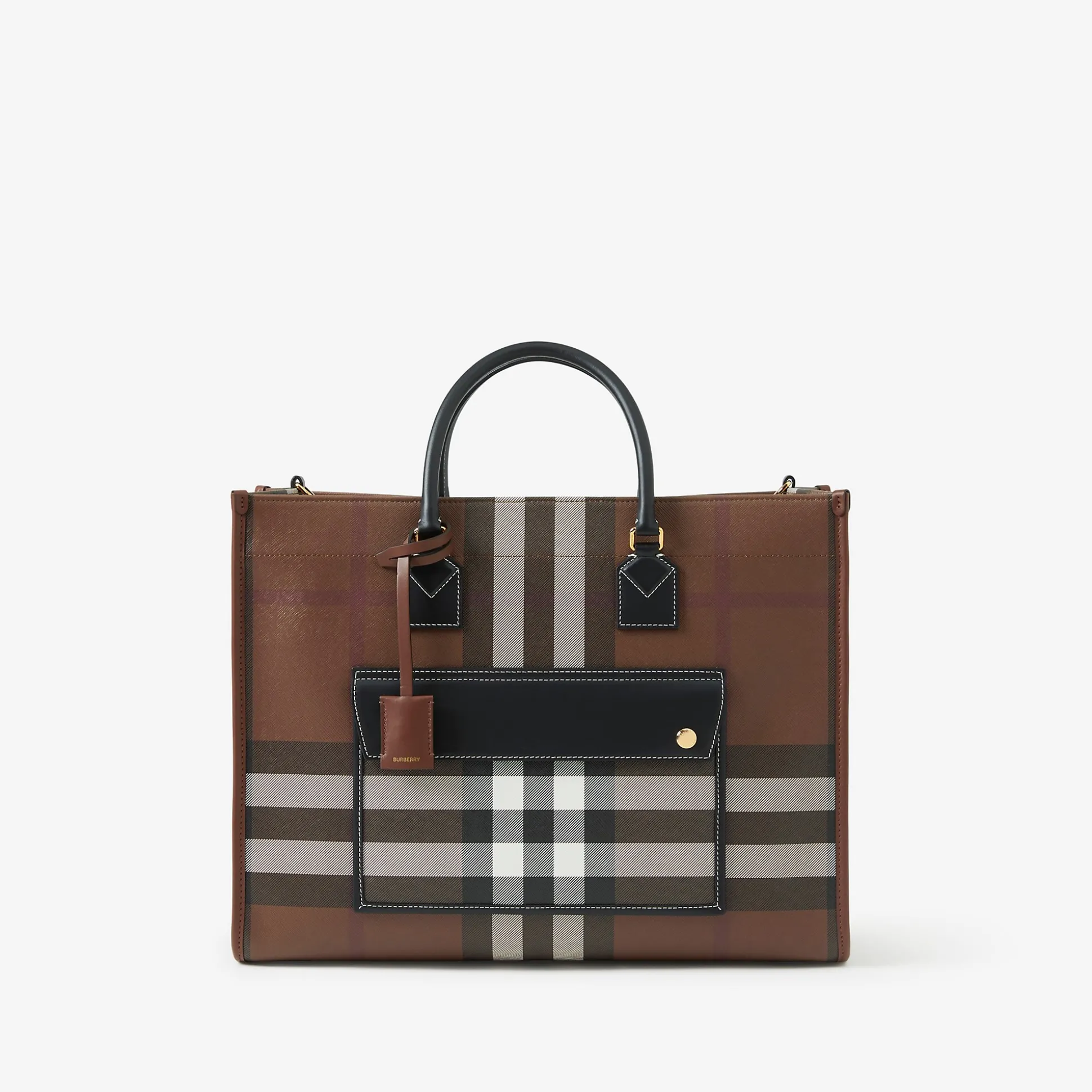 Hot Burberry Medium Freya Tote Darkbirchbrown