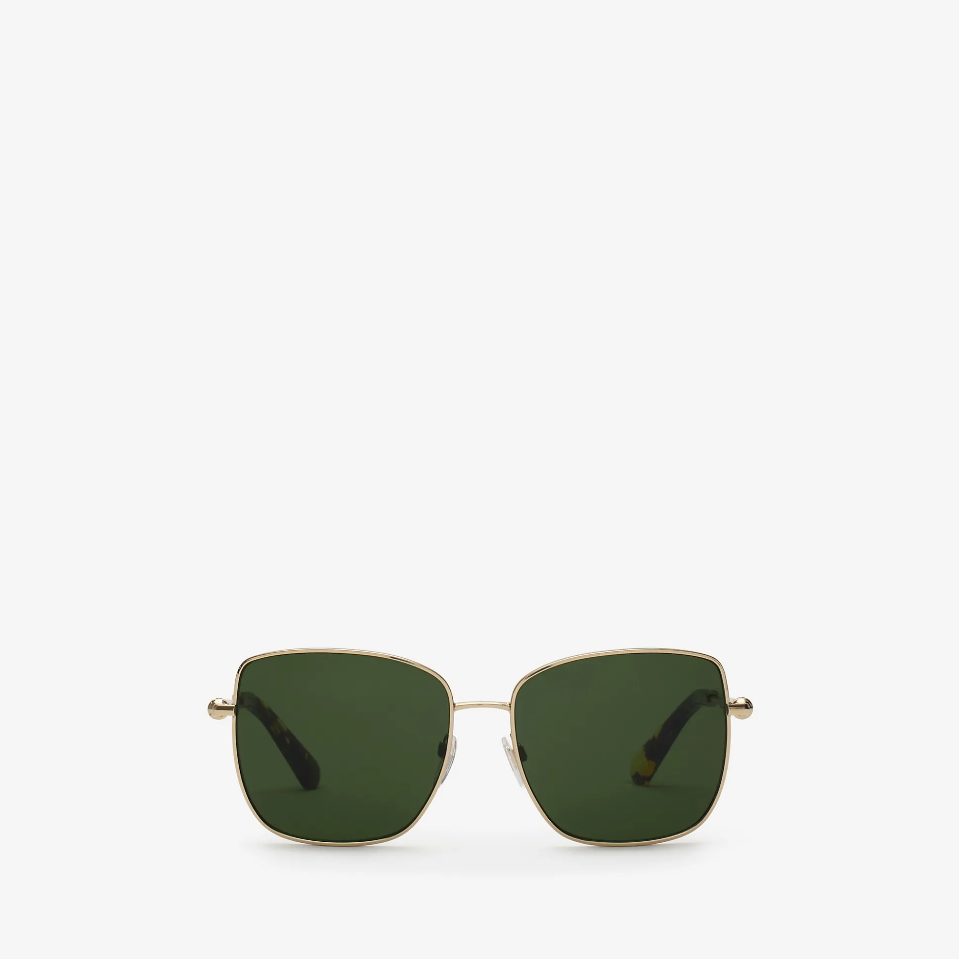 Fashion Burberry Metal Logo Square Sunglasses​ Lightgold/yellowhavana