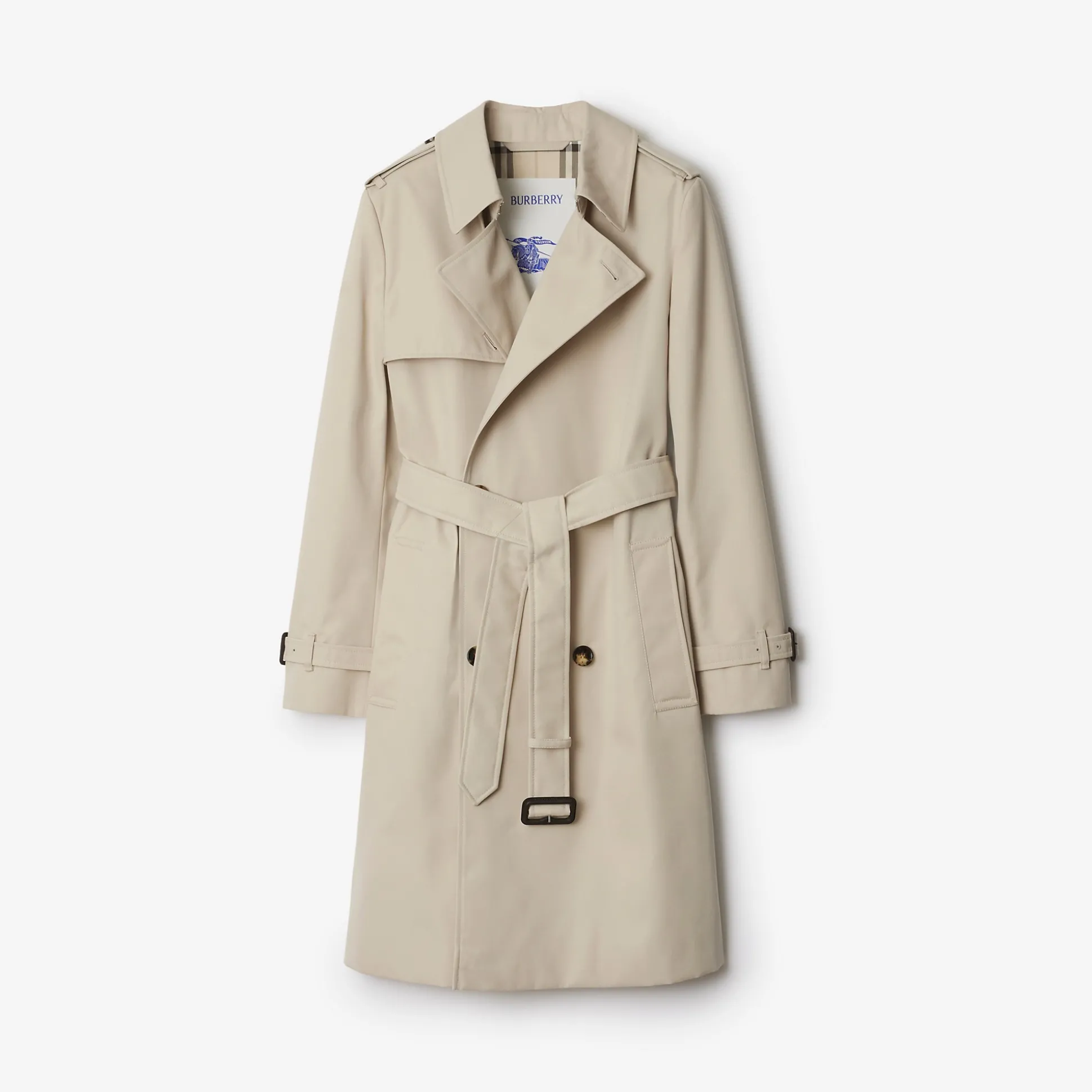 Hot Burberry Mid-length Cotton Blend Trench Coat Taupe