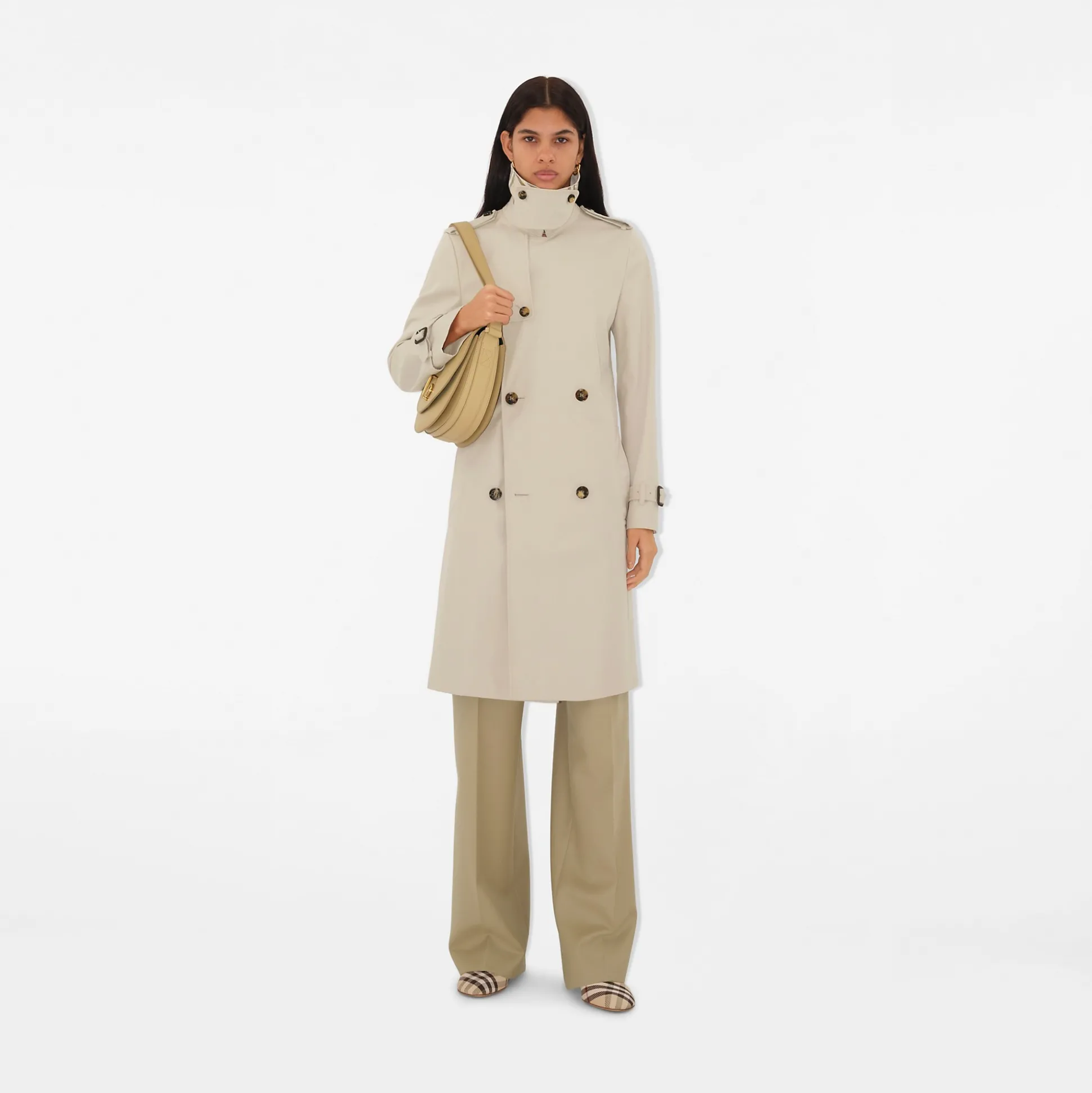 Hot Burberry Mid-length Cotton Blend Trench Coat Taupe