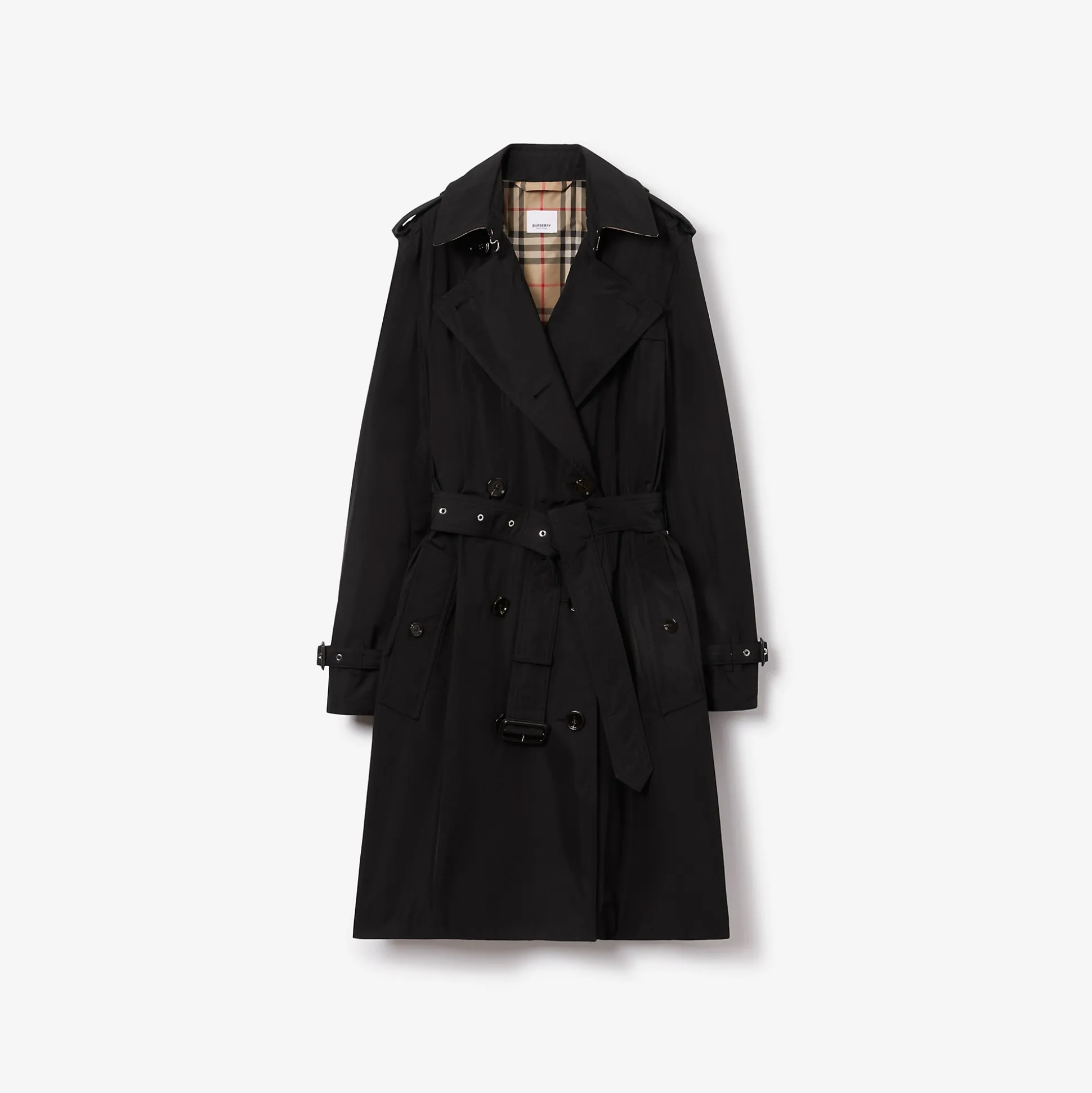 Outlet Burberry Mid-length Lightweight Kensington Trench Coat Black