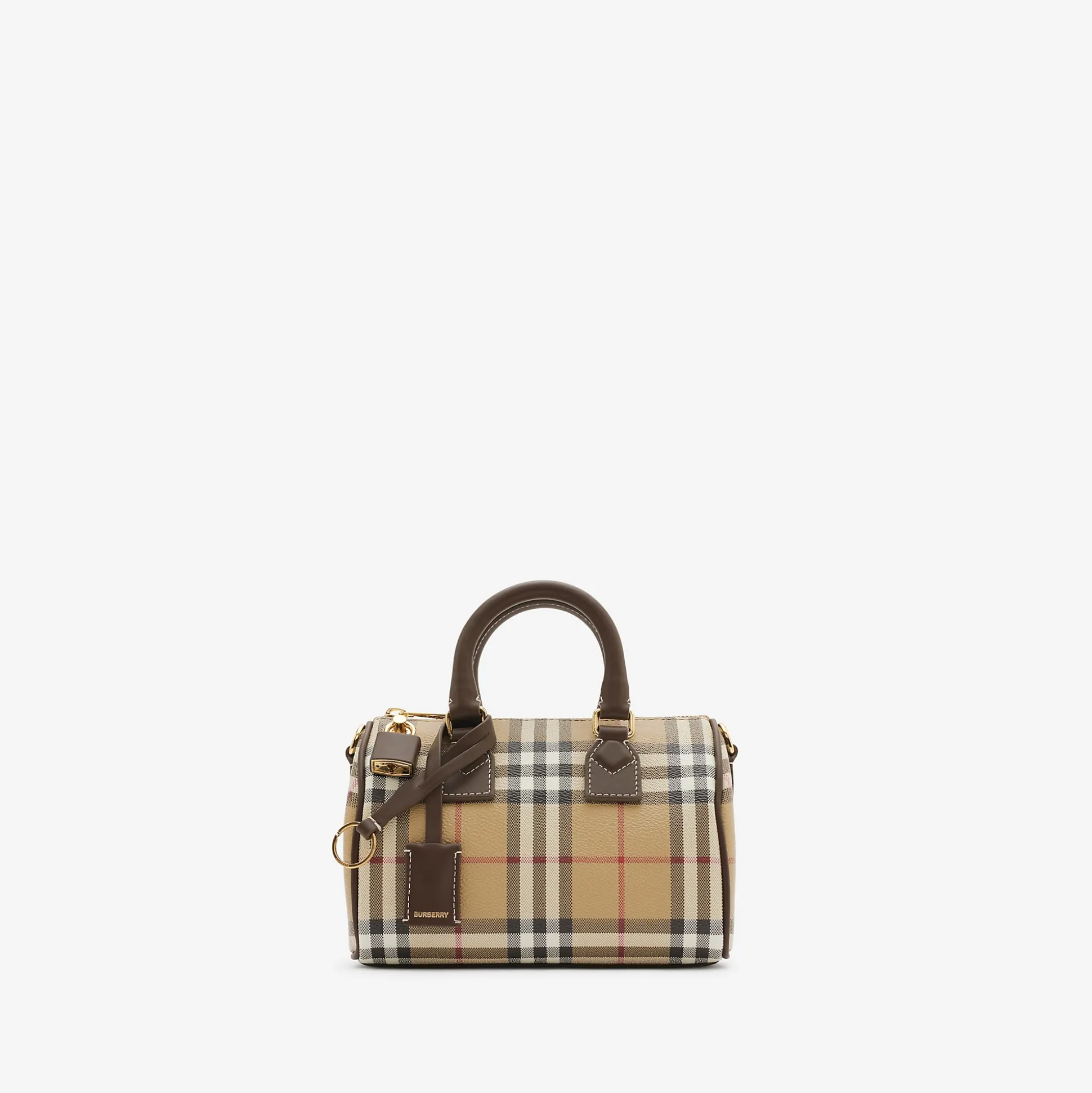 Clearance Burberry Mini Check Bowling Bag Military