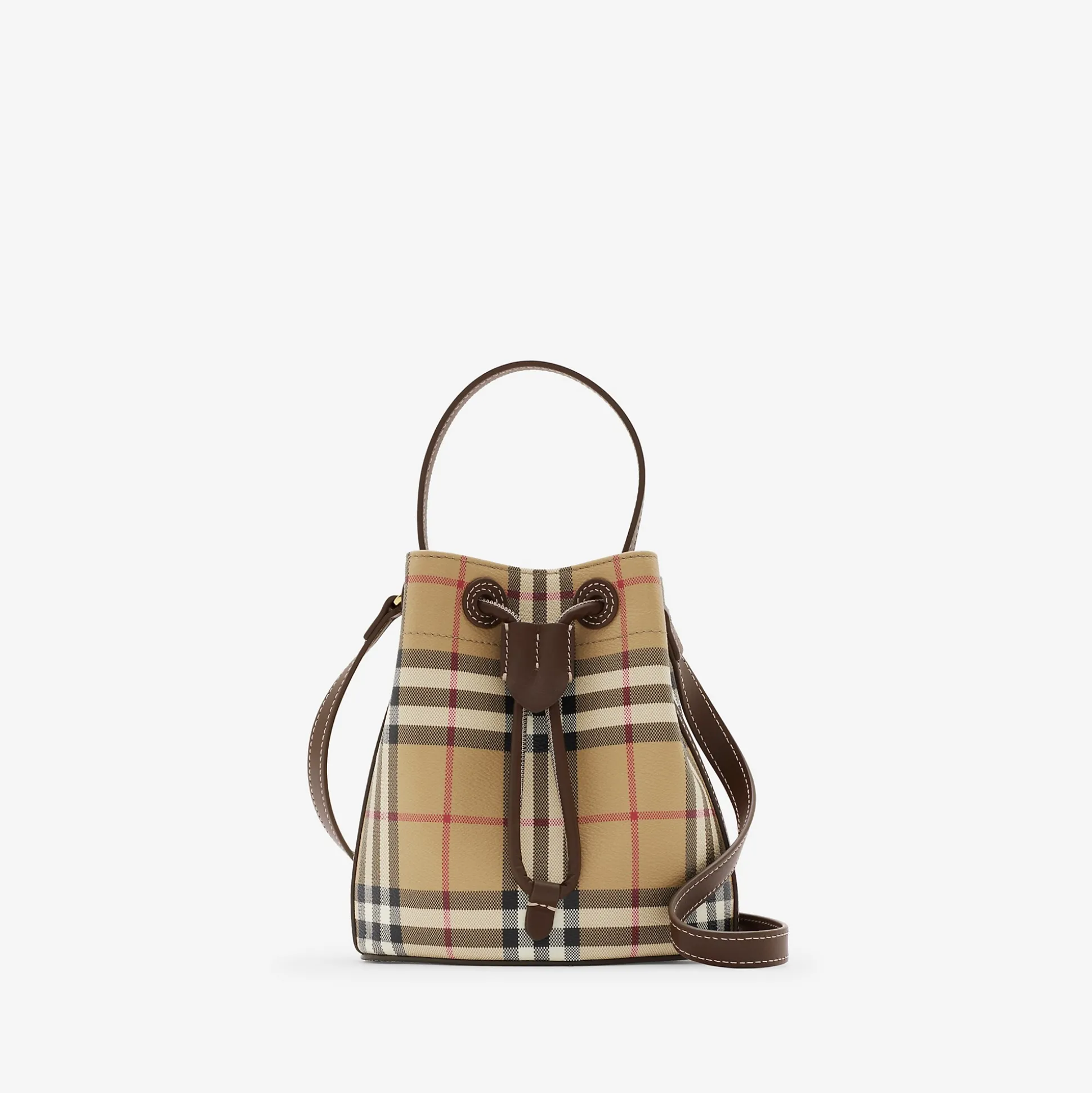 Online Burberry Mini Check Bucket Bag Archivebeige/military