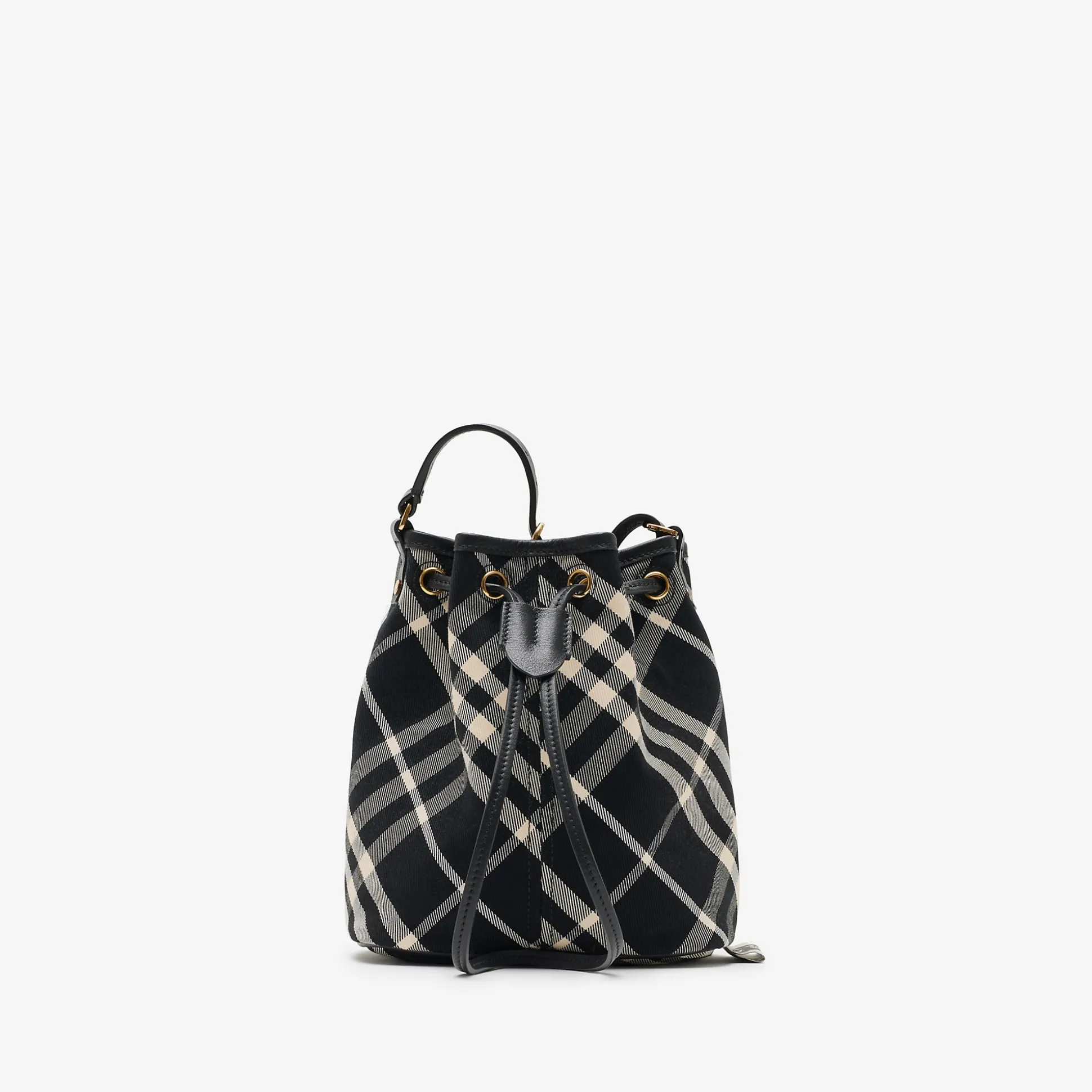 Online Burberry Mini Check Bucket Bag Black/calico