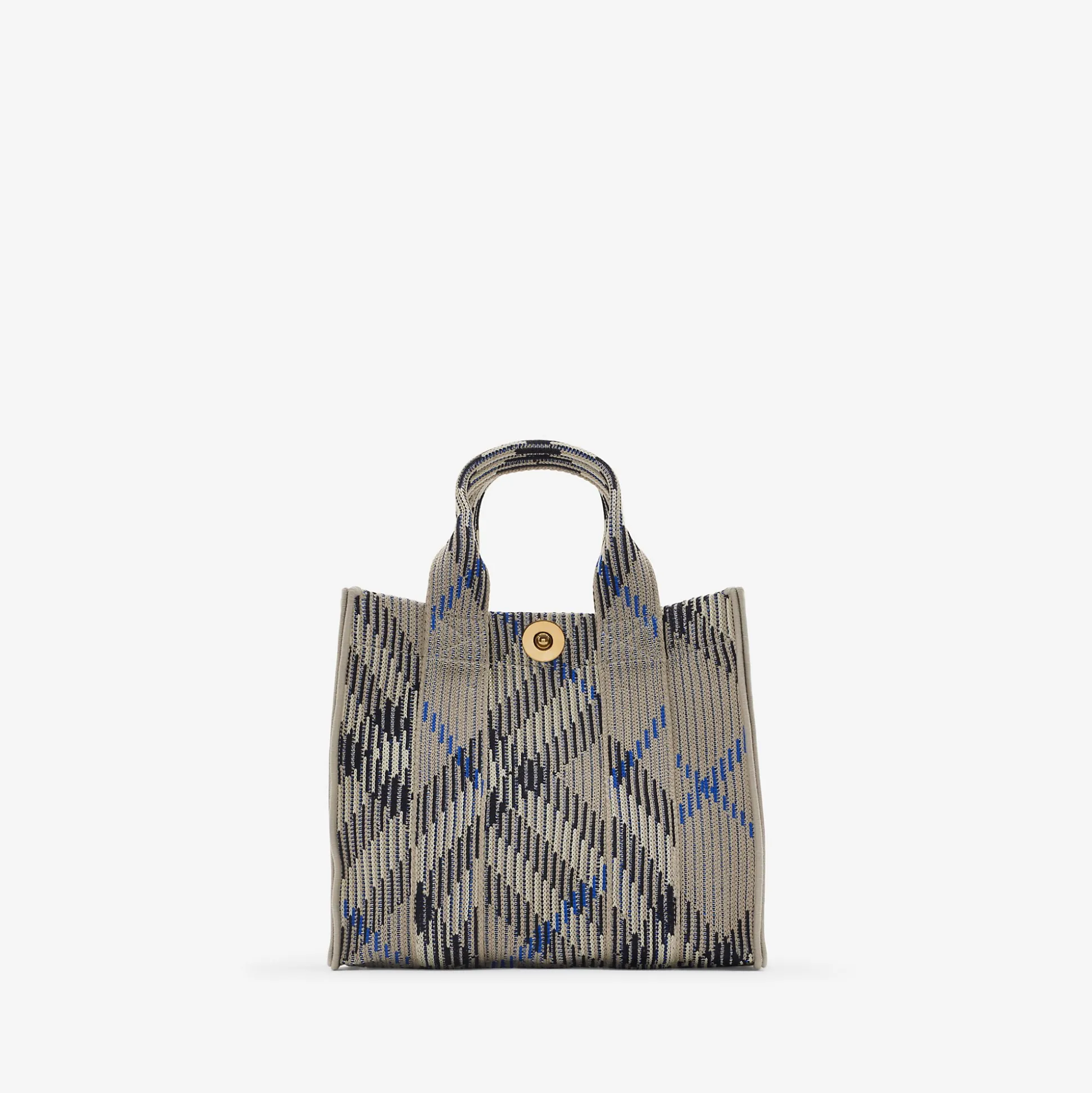 Outlet Burberry Mini Check Knitted Tote Lichen